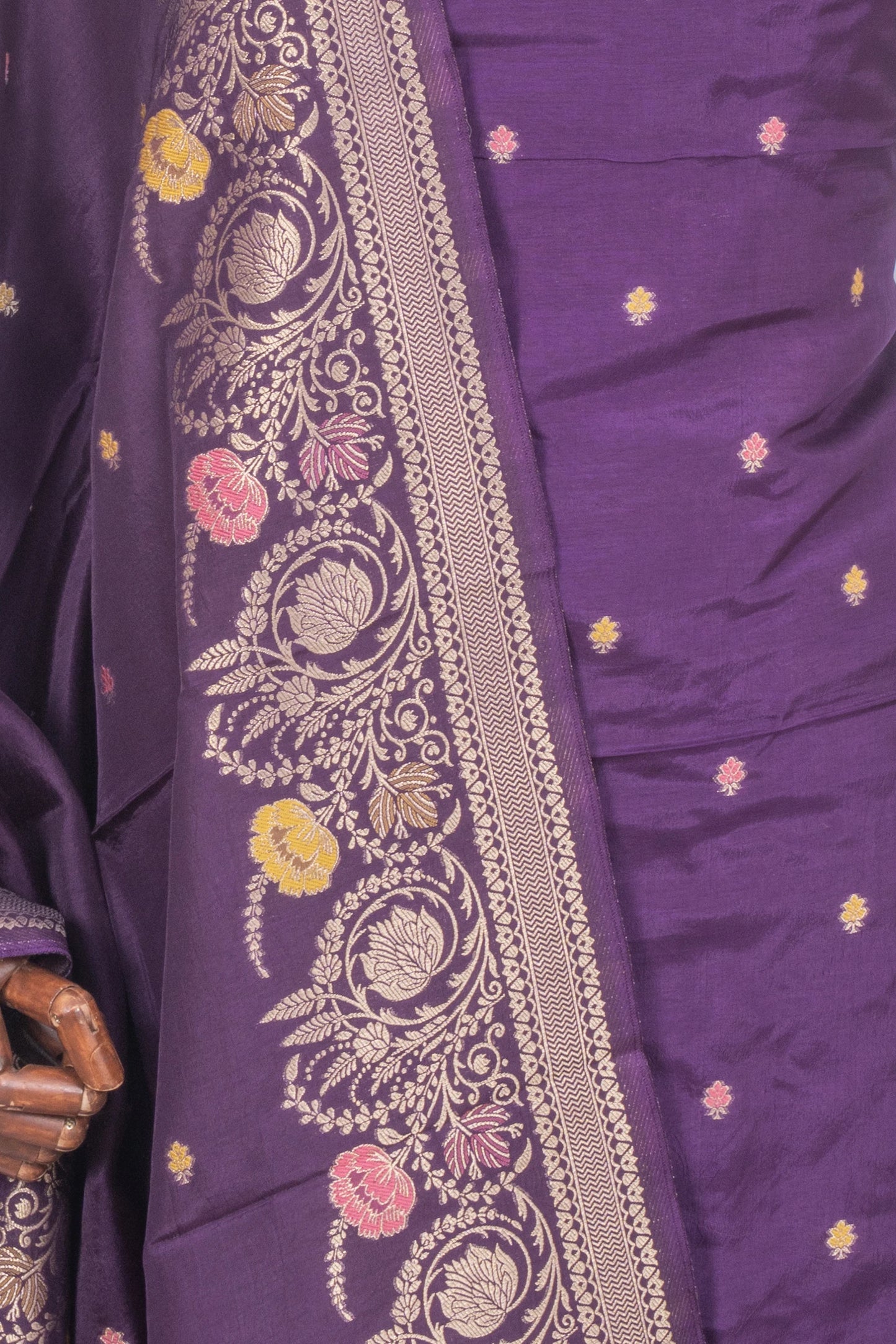 Vaanya Banaras Silk Butta Violet Salwar Suit Set