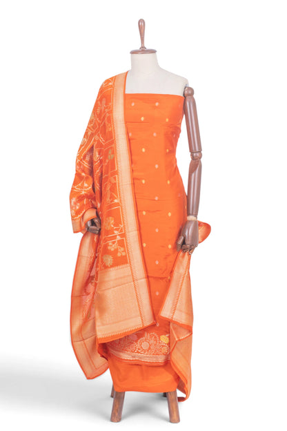 Vaanya Banaras Silk Butta Orange Salwar Suit Set