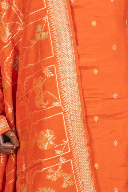Vaanya Banaras Silk Butta Orange Salwar Suit Set