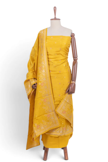 Vaanya Banaras Silk Butta Yellow Salwar Suit Set
