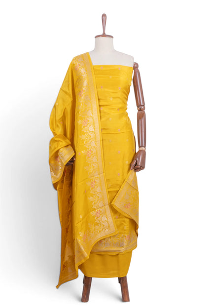 Vaanya Banaras Silk Butta Yellow Salwar Suit Set