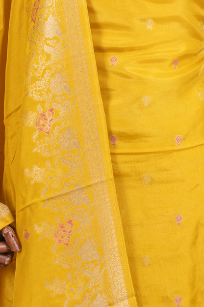 Vaanya Banaras Silk Butta Yellow Salwar Suit Set