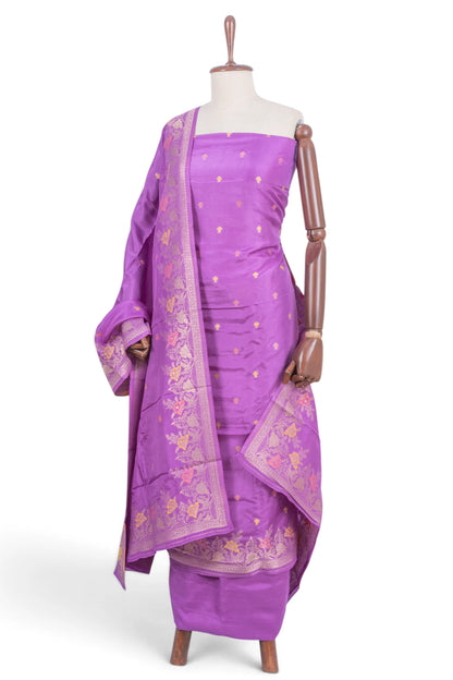 Vaanya Banaras Silk Butta Lavender Salwar Suit Set