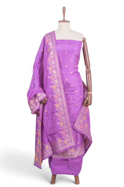 Vaanya Banaras Silk Butta Lavender Salwar Suit Set