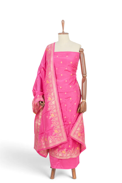 Vaanya Banaras Silk Butta Pink Salwar Suit Set