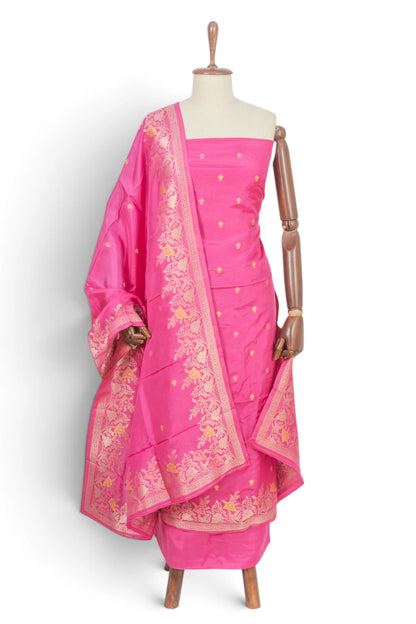 Vaanya Banaras Silk Butta Pink Salwar Suit Set
