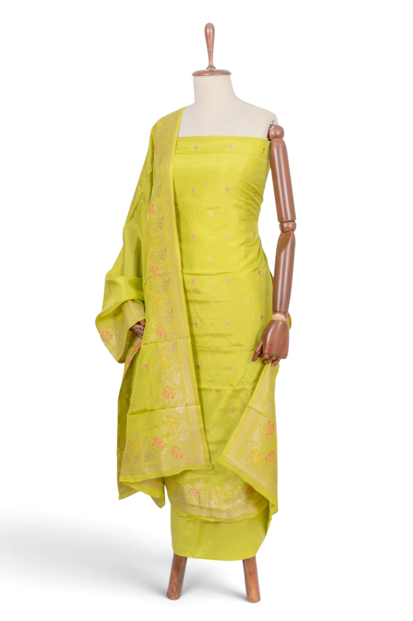 Vaanya Banaras Silk Butta Green Salwar Suit Set
