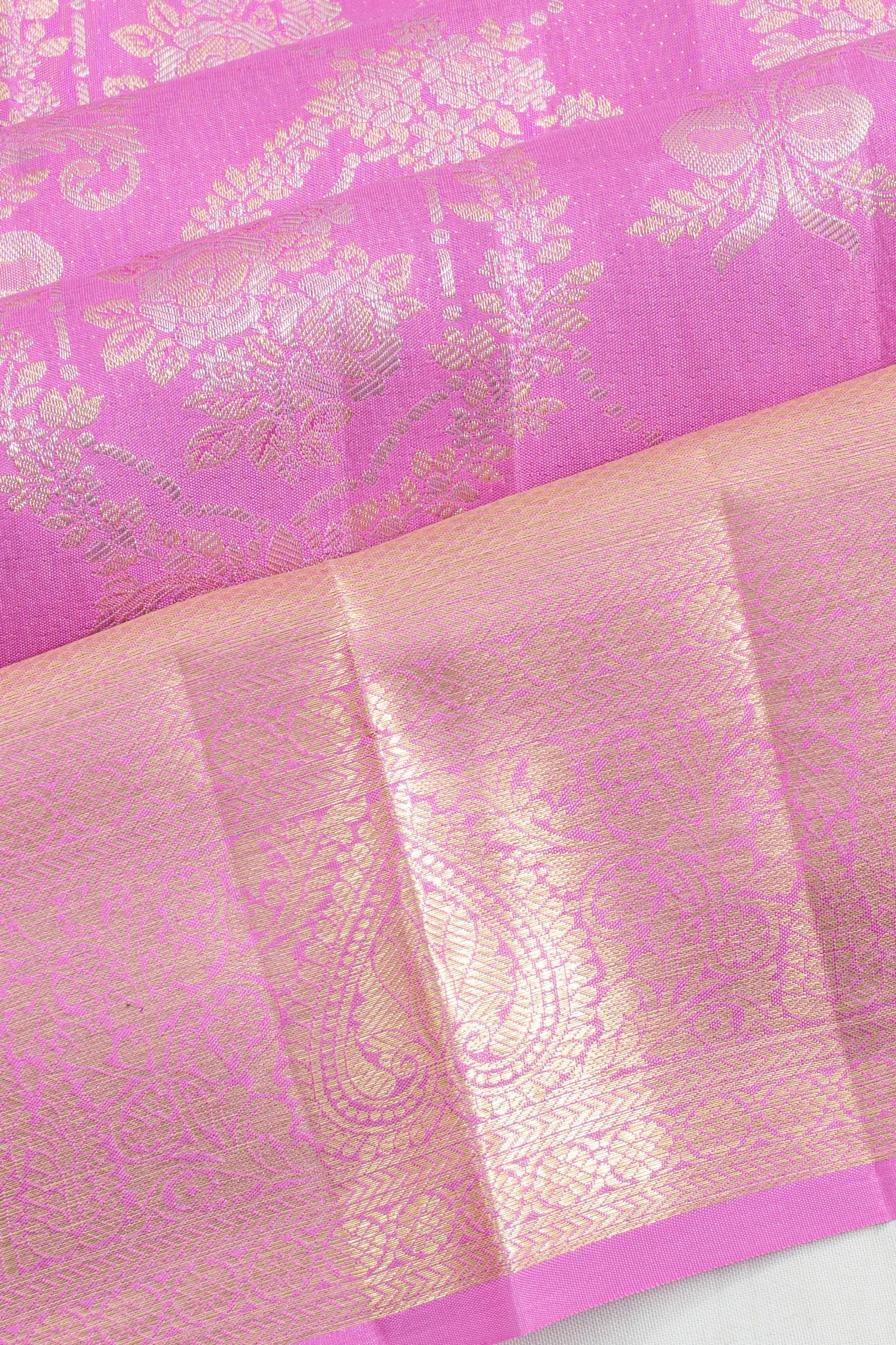 Taranga Kanchi Silk Jaal Baby Pink Saree