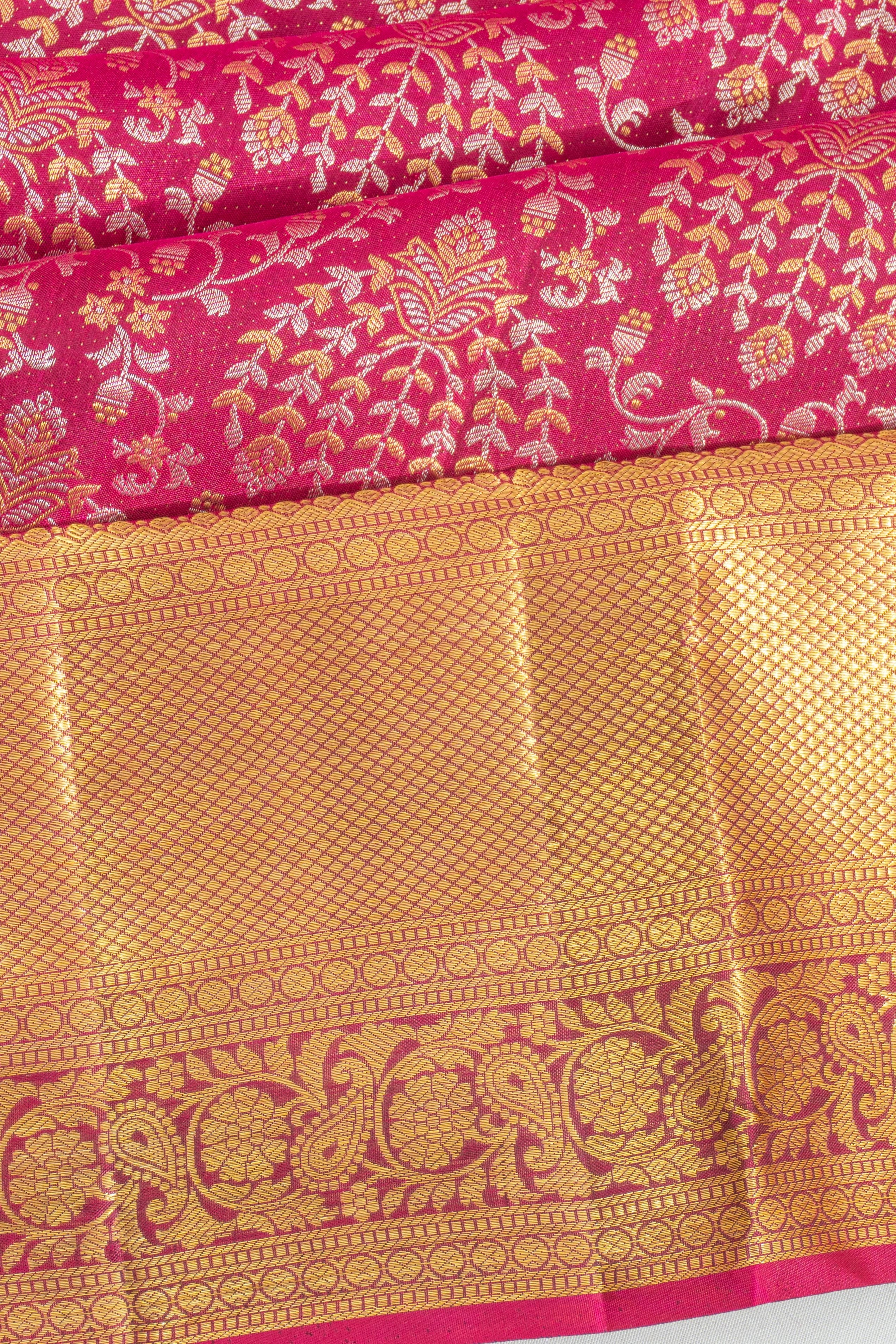 Taranga Kanchi Silk Jaal And Butta Dark Pink Saree