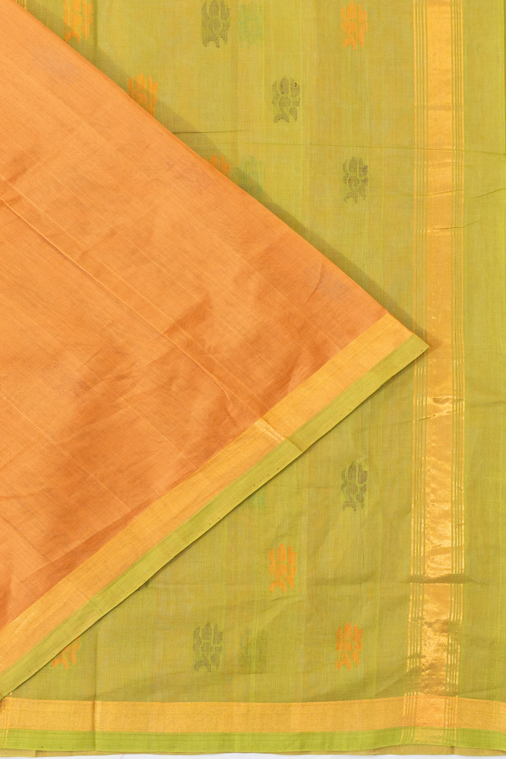 Uppada Cotton Butta Orange Saree
