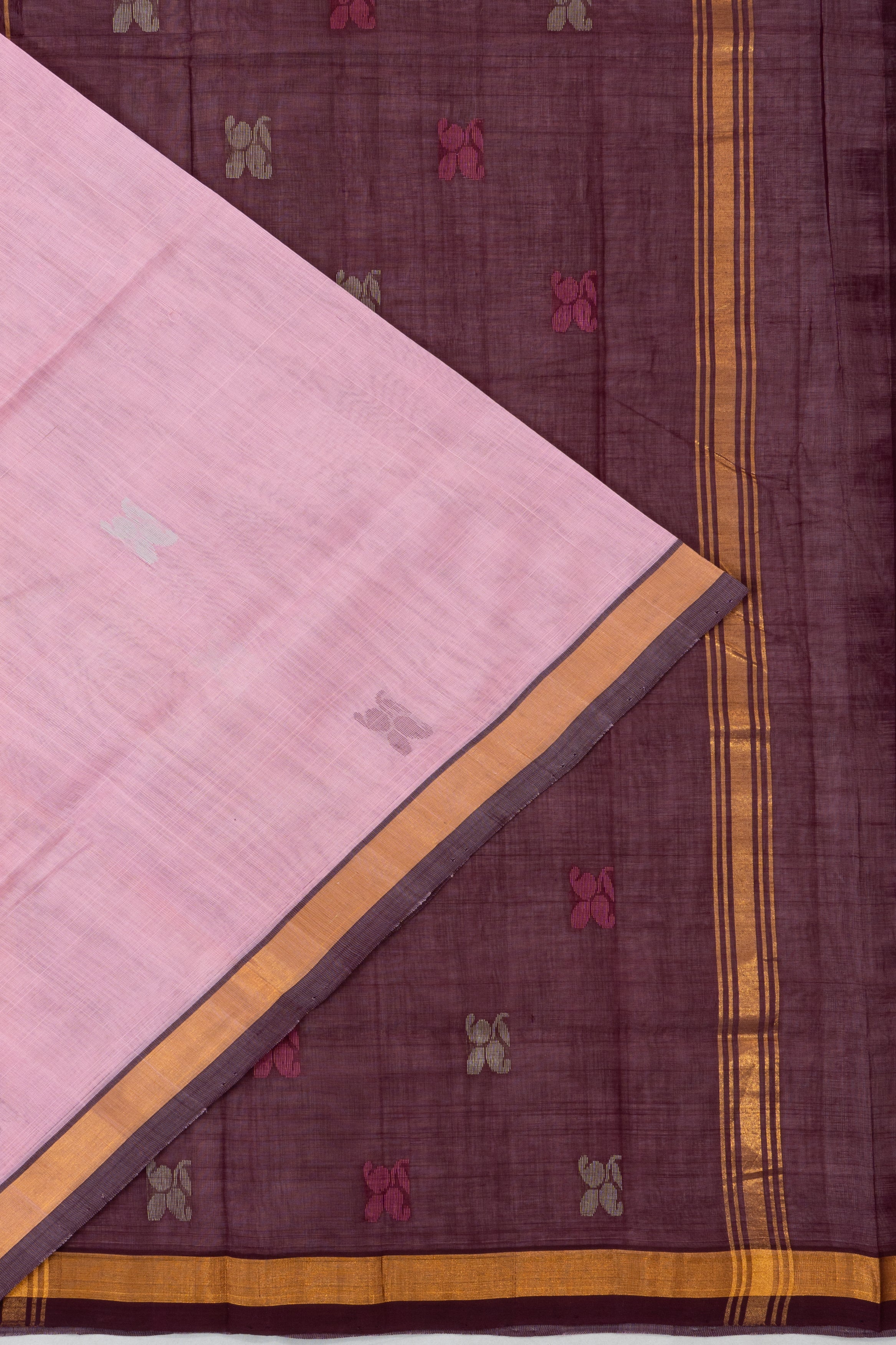 Uppada Cotton Butta Baby Pink Saree