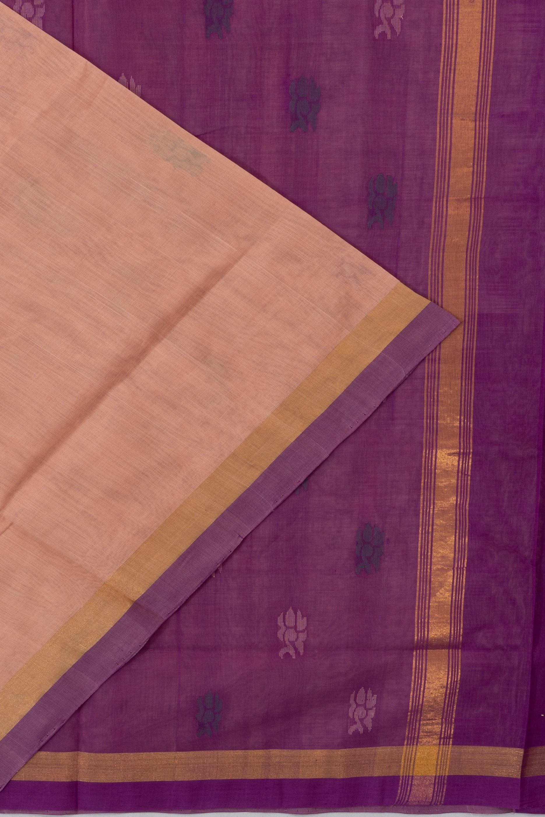 Uppada Cotton Butta Peach Saree