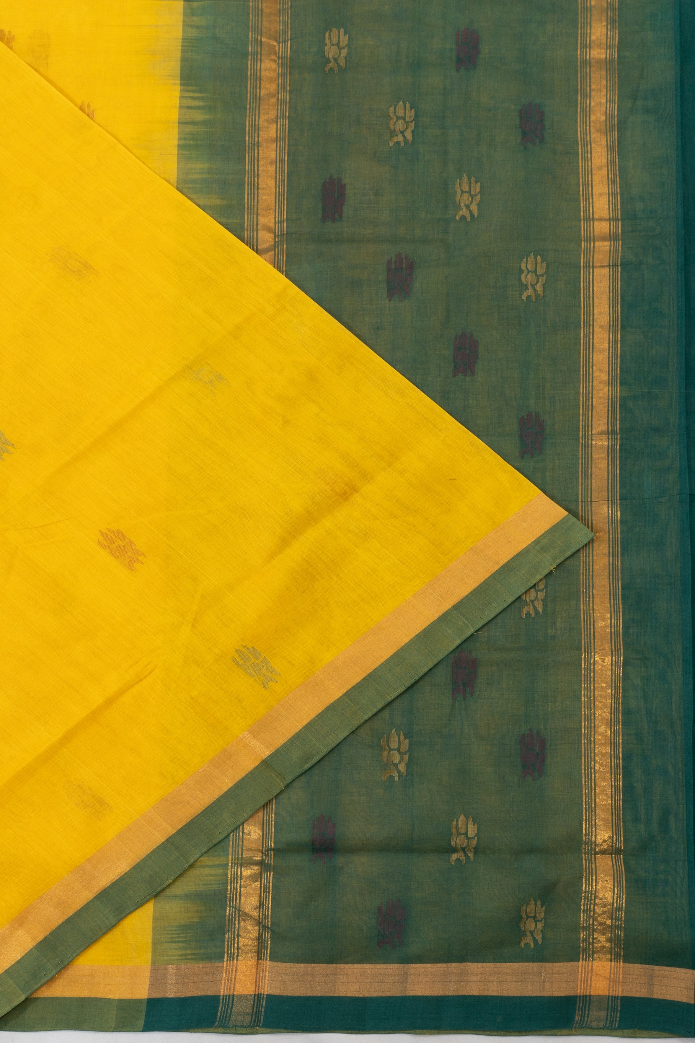 Uppada Cotton Butta Yellow Saree