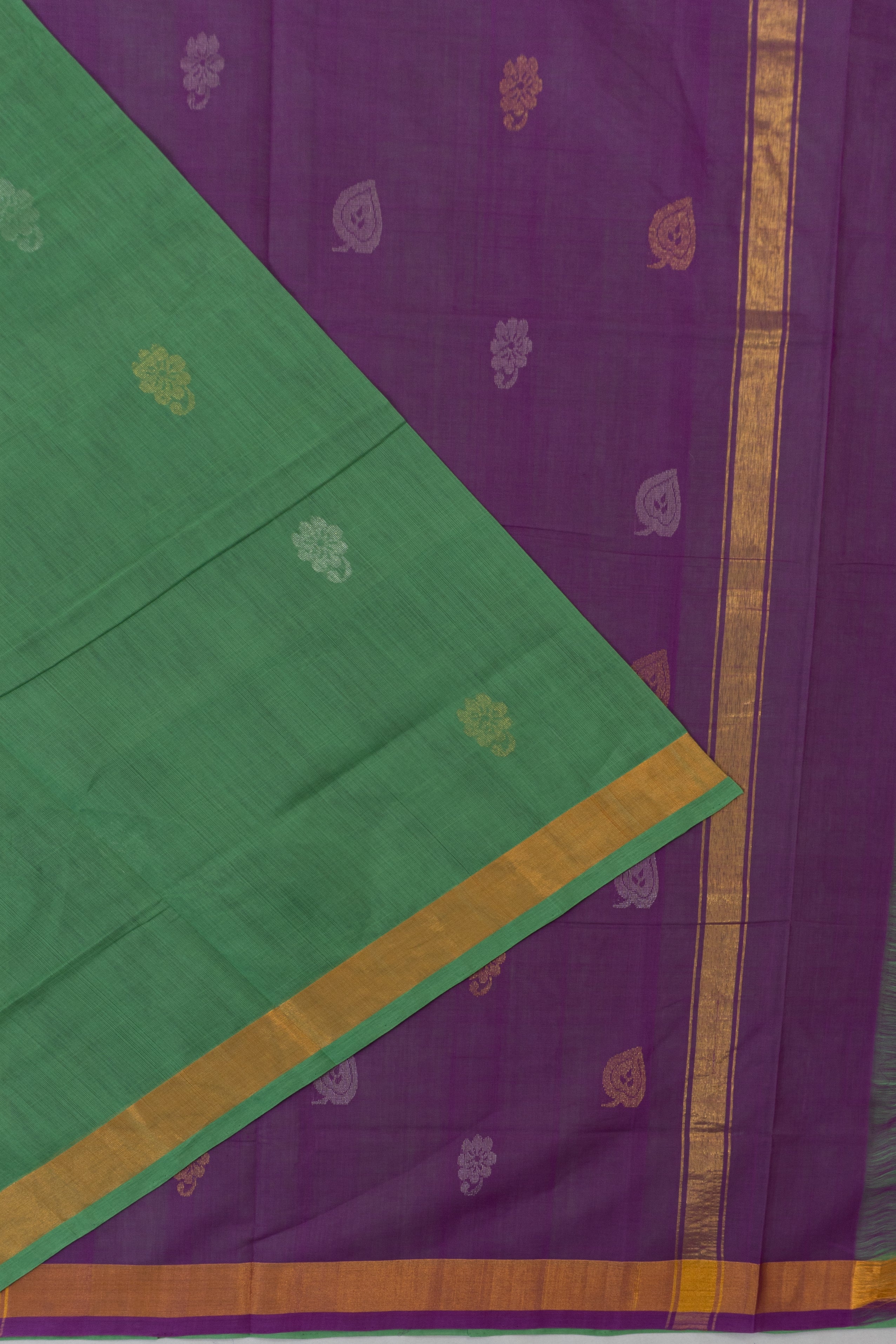 Uppada Cotton Butta Green Saree