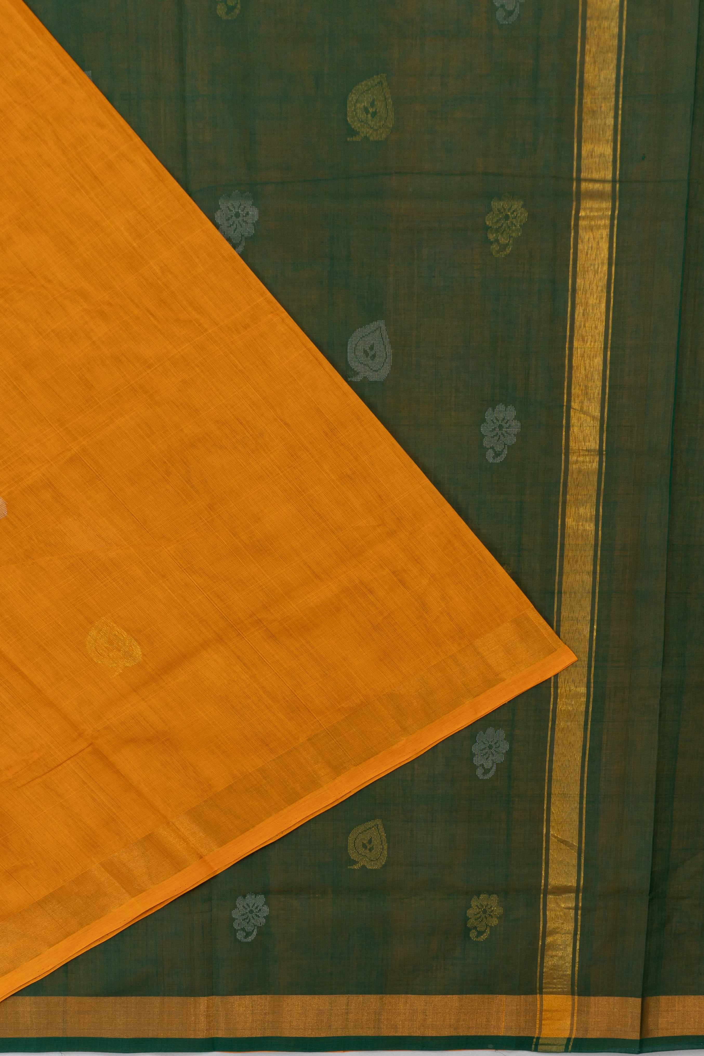 Uppada Cotton Butta Mustard Yellow Saree