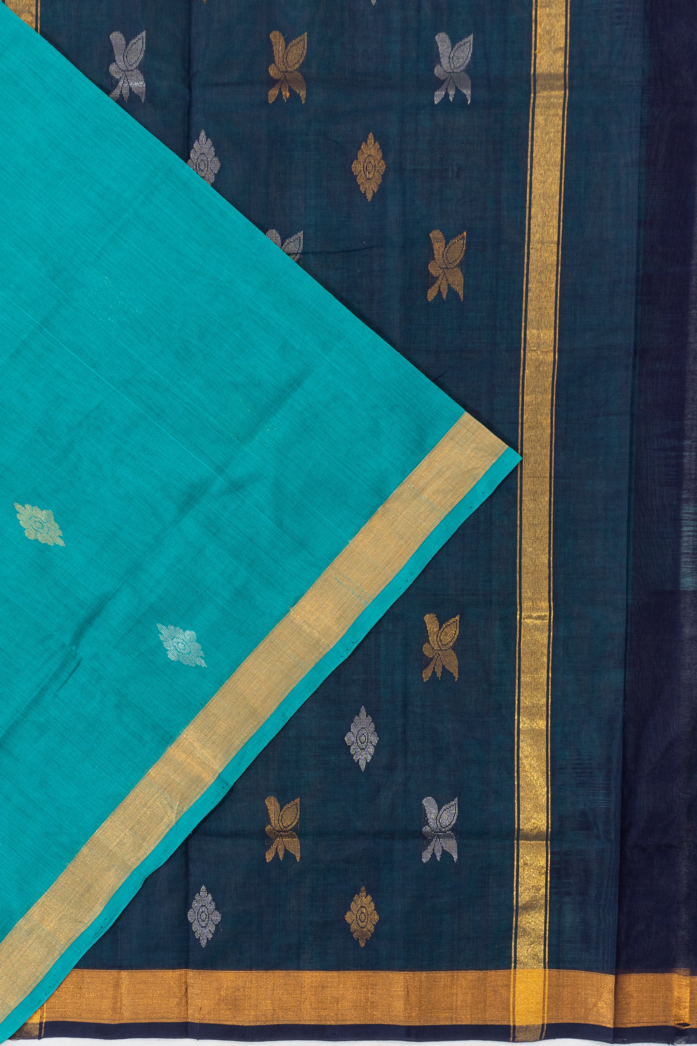 Uppada Cotton Butta Sky Blue Saree
