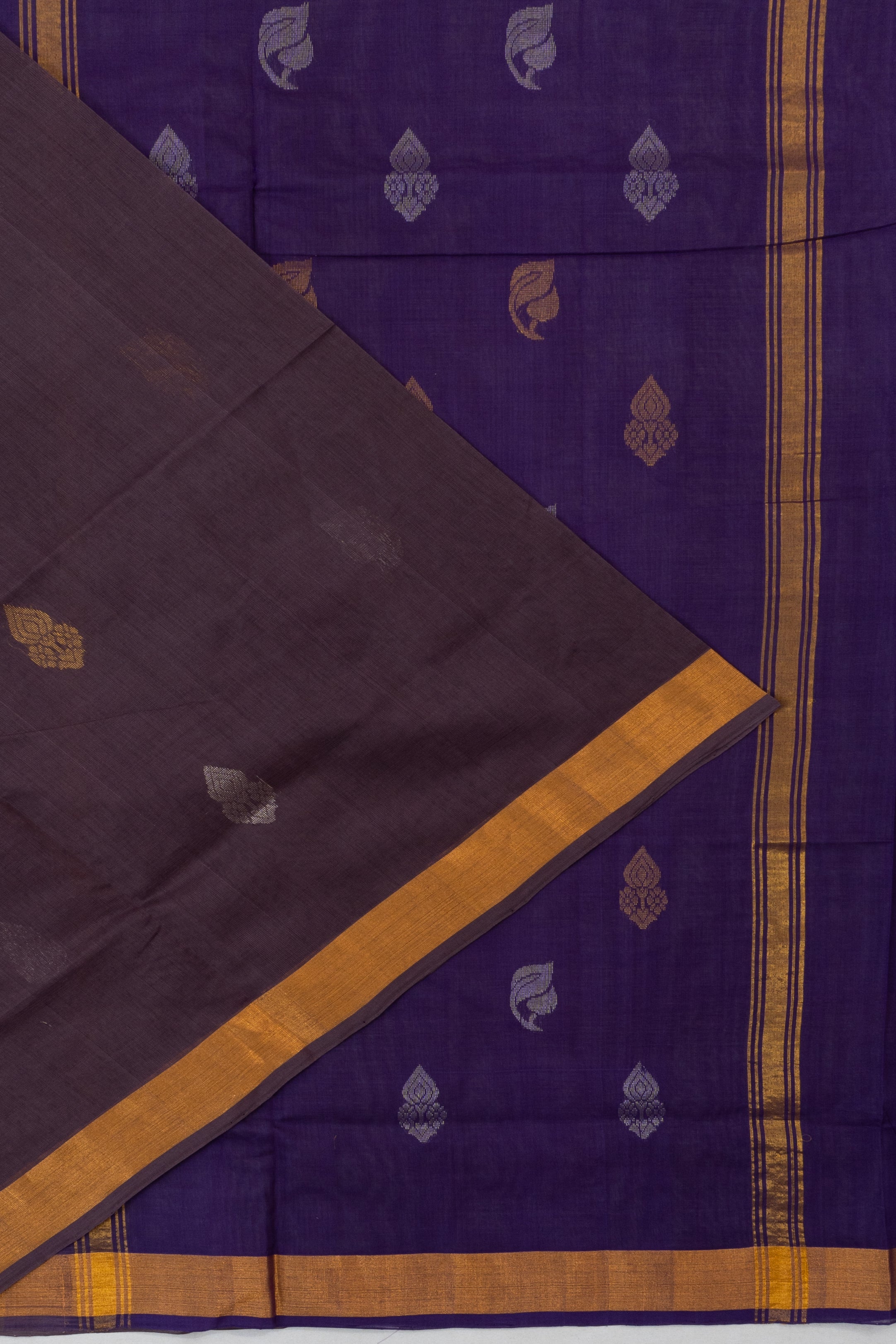 Uppada Cotton Butta Brown Saree