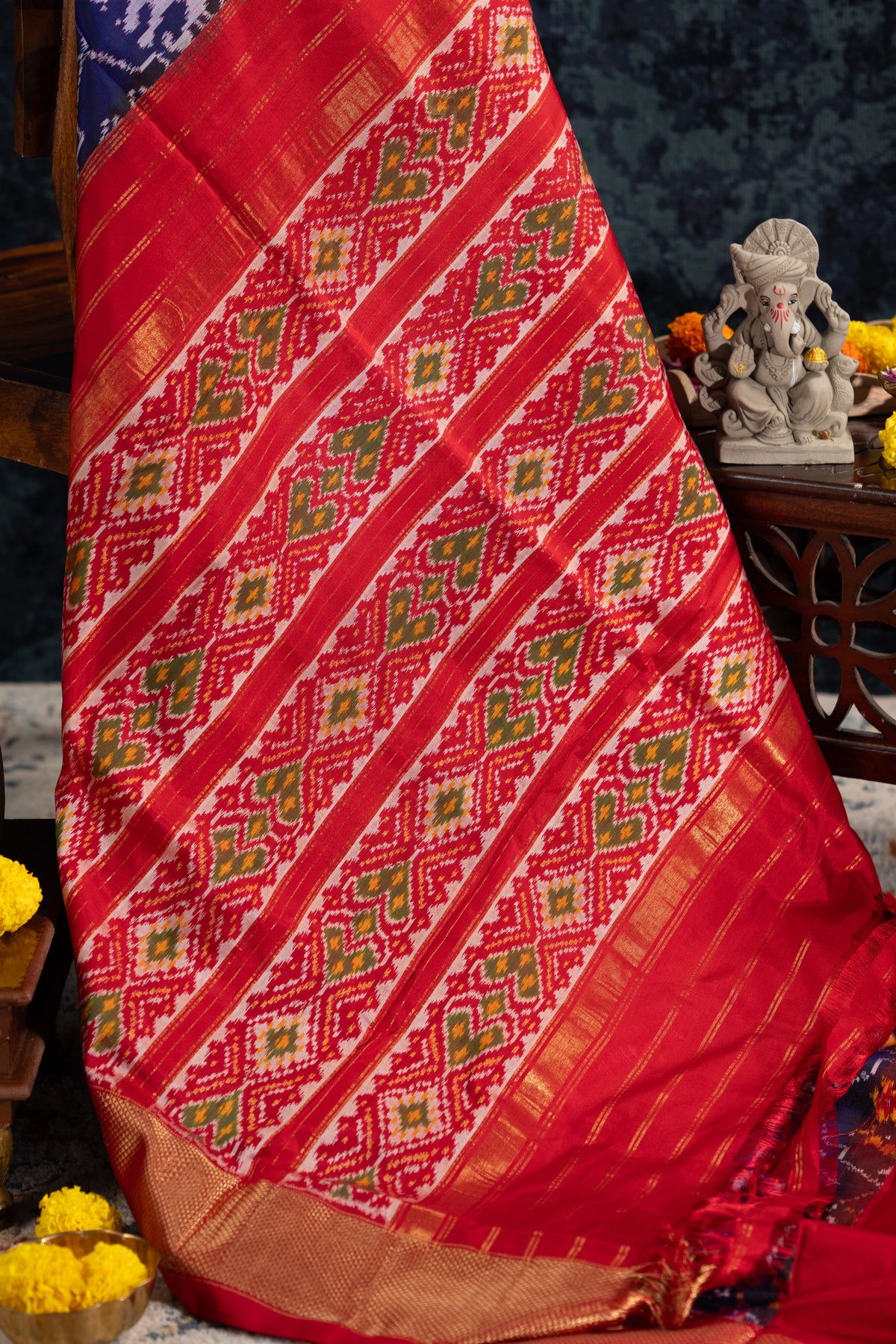 Kanchipuram Silk Ikat Royal Blue Saree