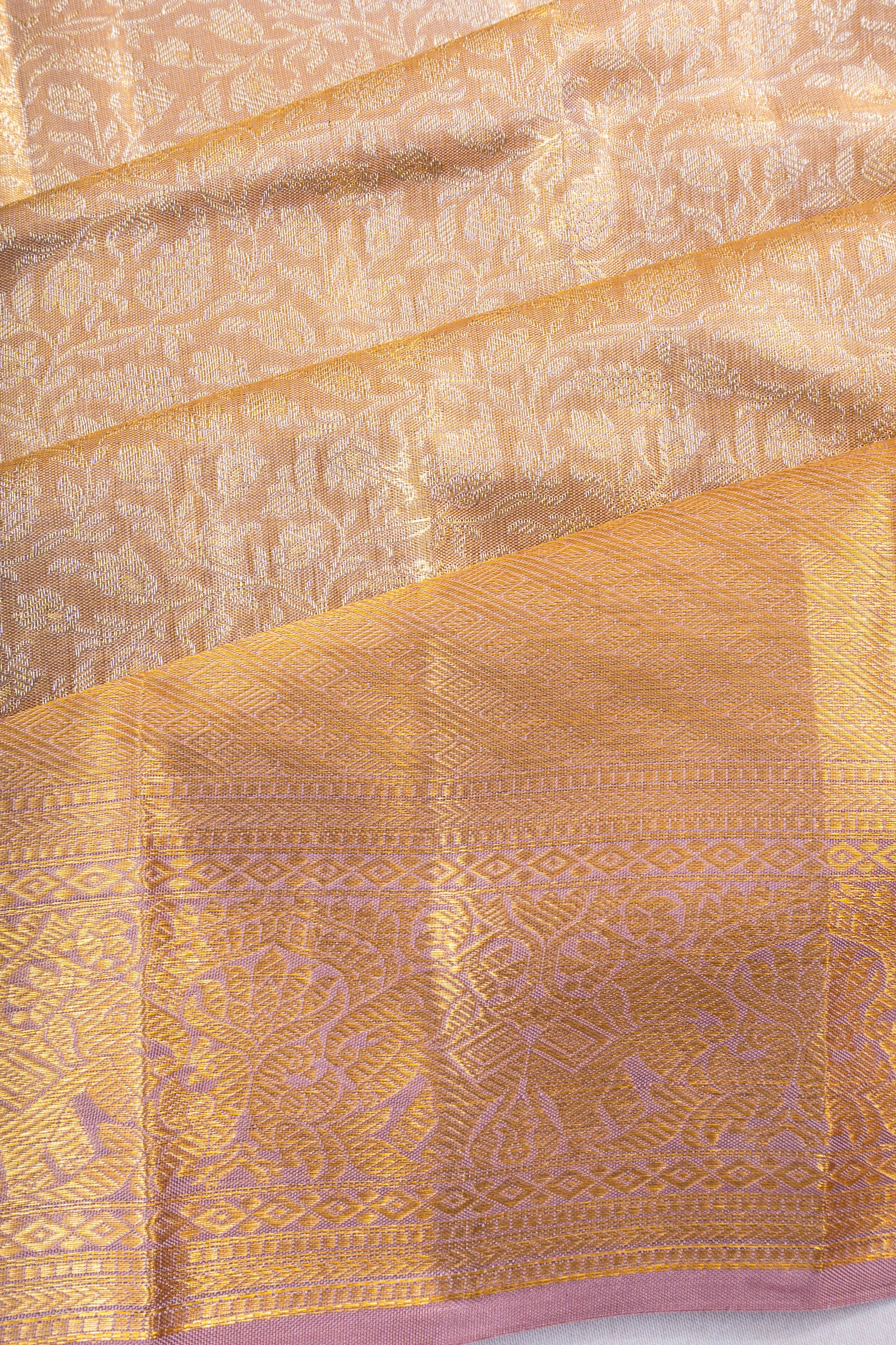 Taranga Kanchi Silk Tissue Brocade Gold Saree