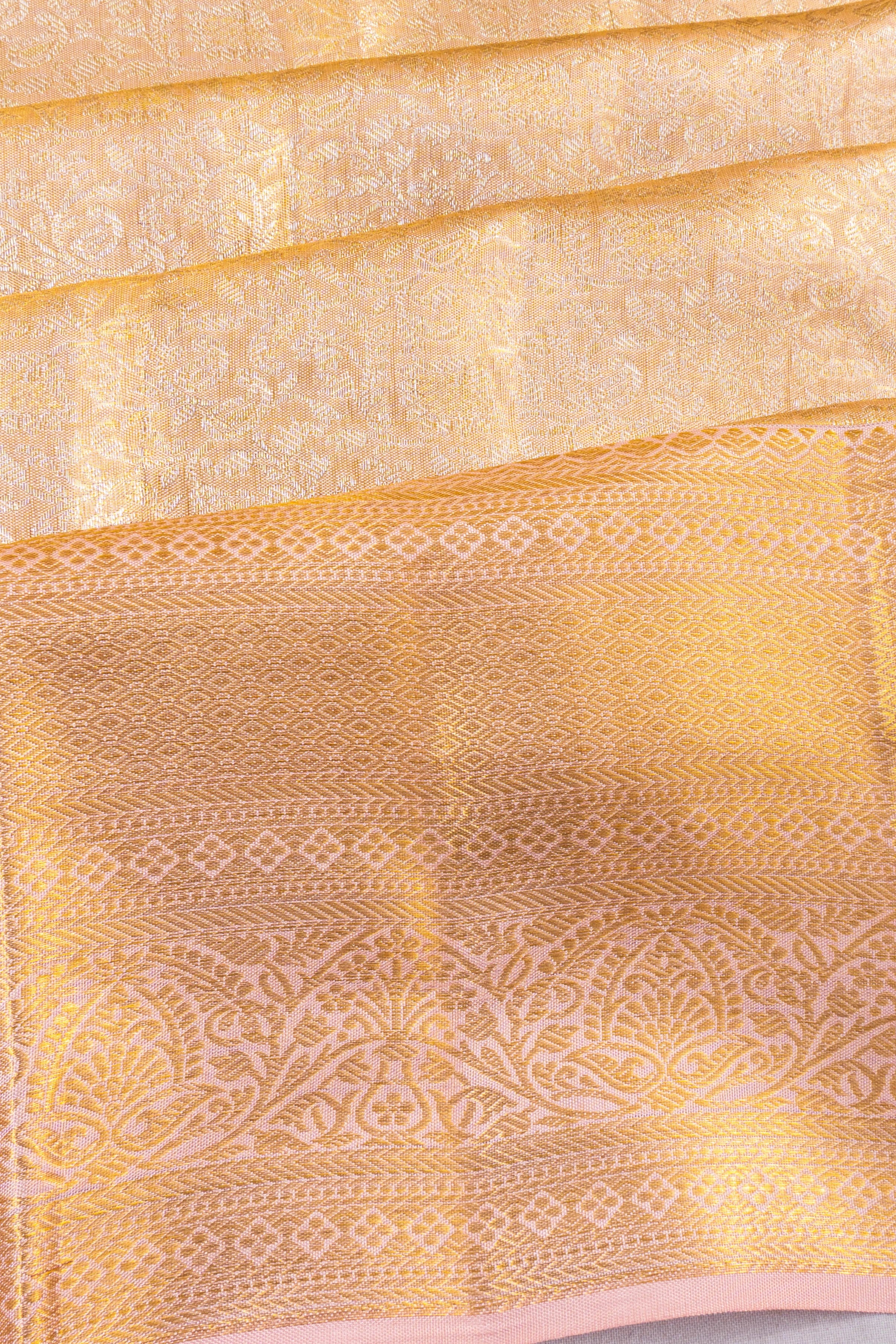 Taranga Kanchi Silk Tissue Brocade Peach Saree