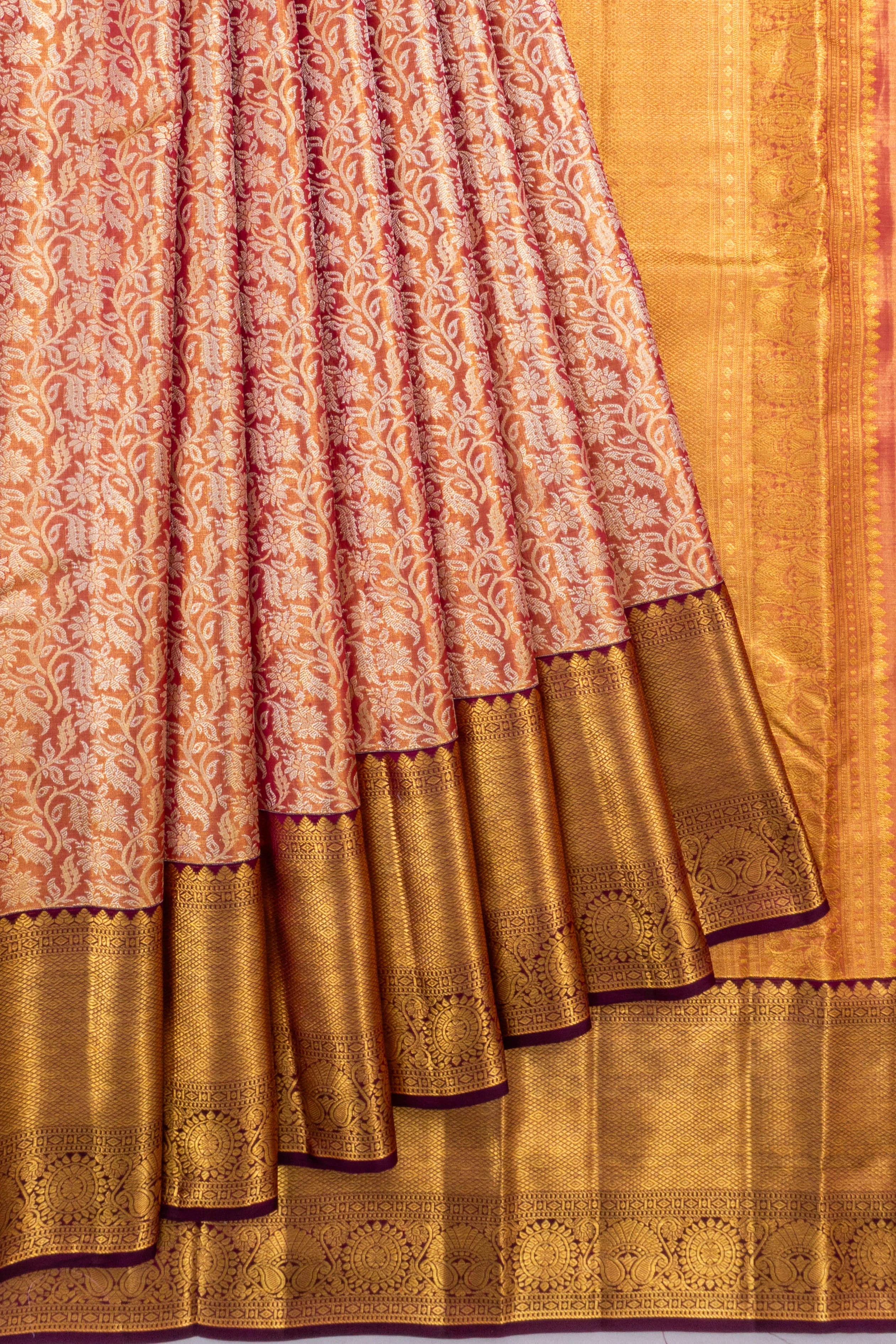 Taranga Kanchi Silk Tissue Brocade Red Saree