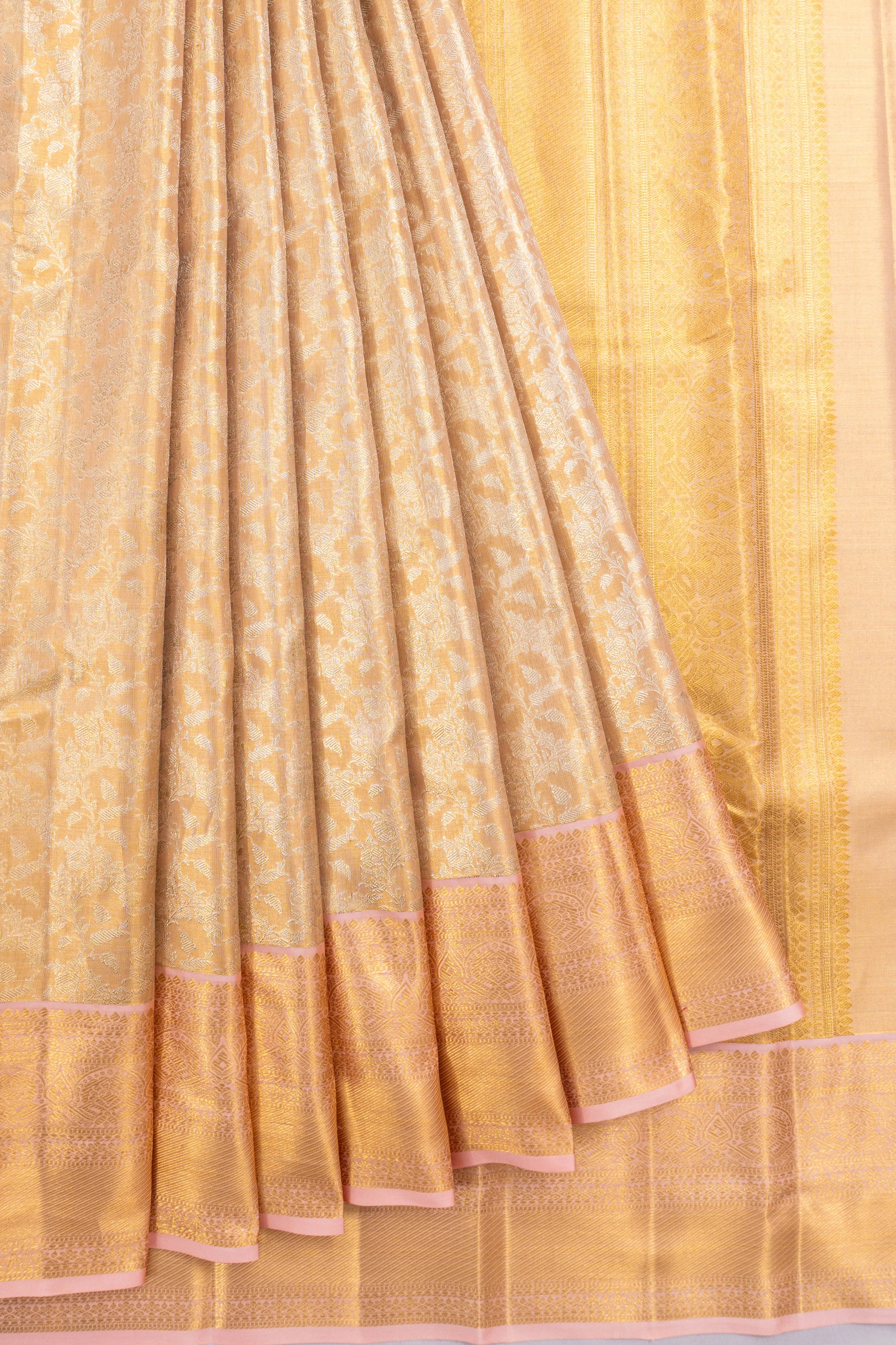 Taranga Kanchi Silk Tissue Brocade Gold Saree