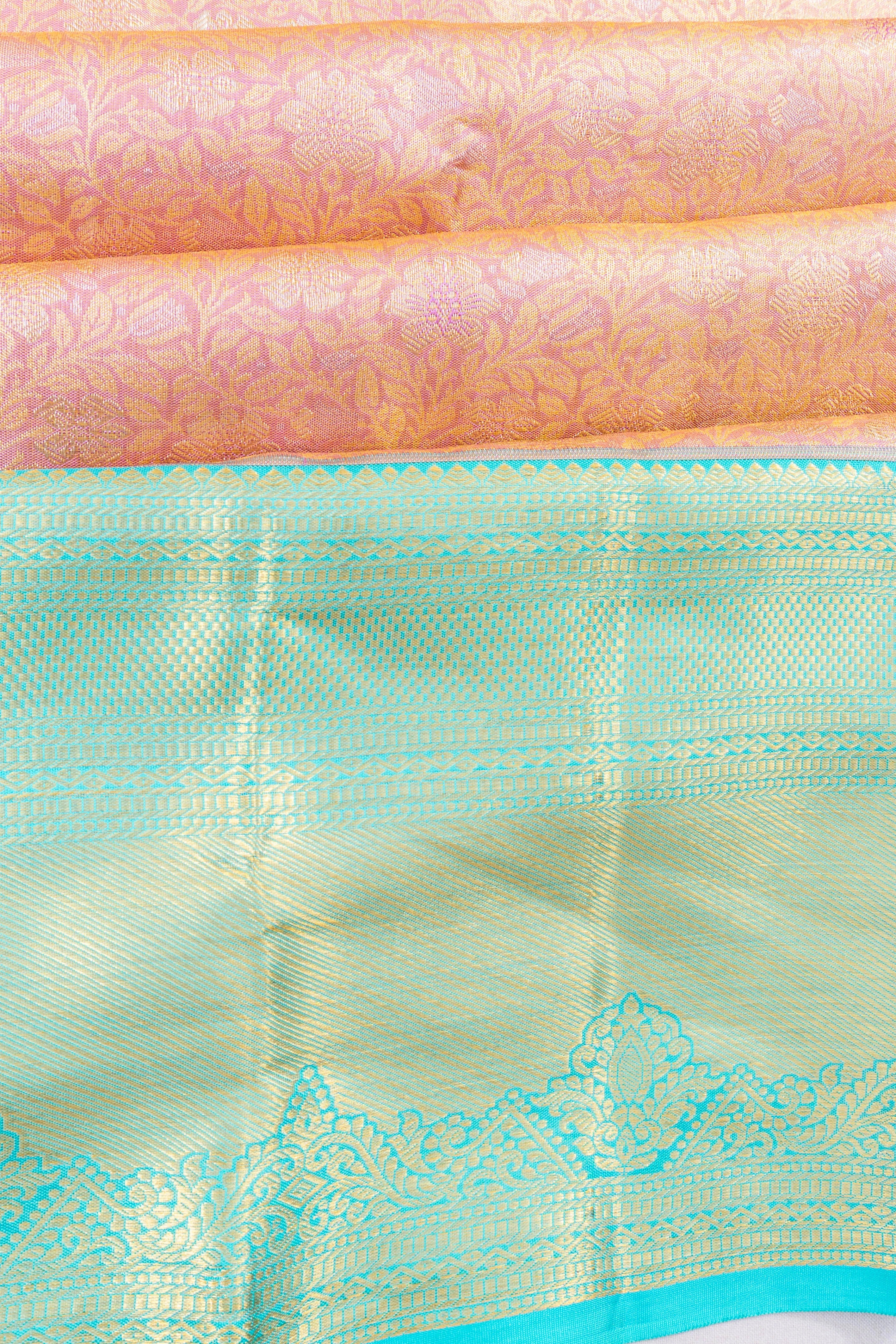 Taranga Kanchi Silk Tissue Brocade Baby Pink Saree