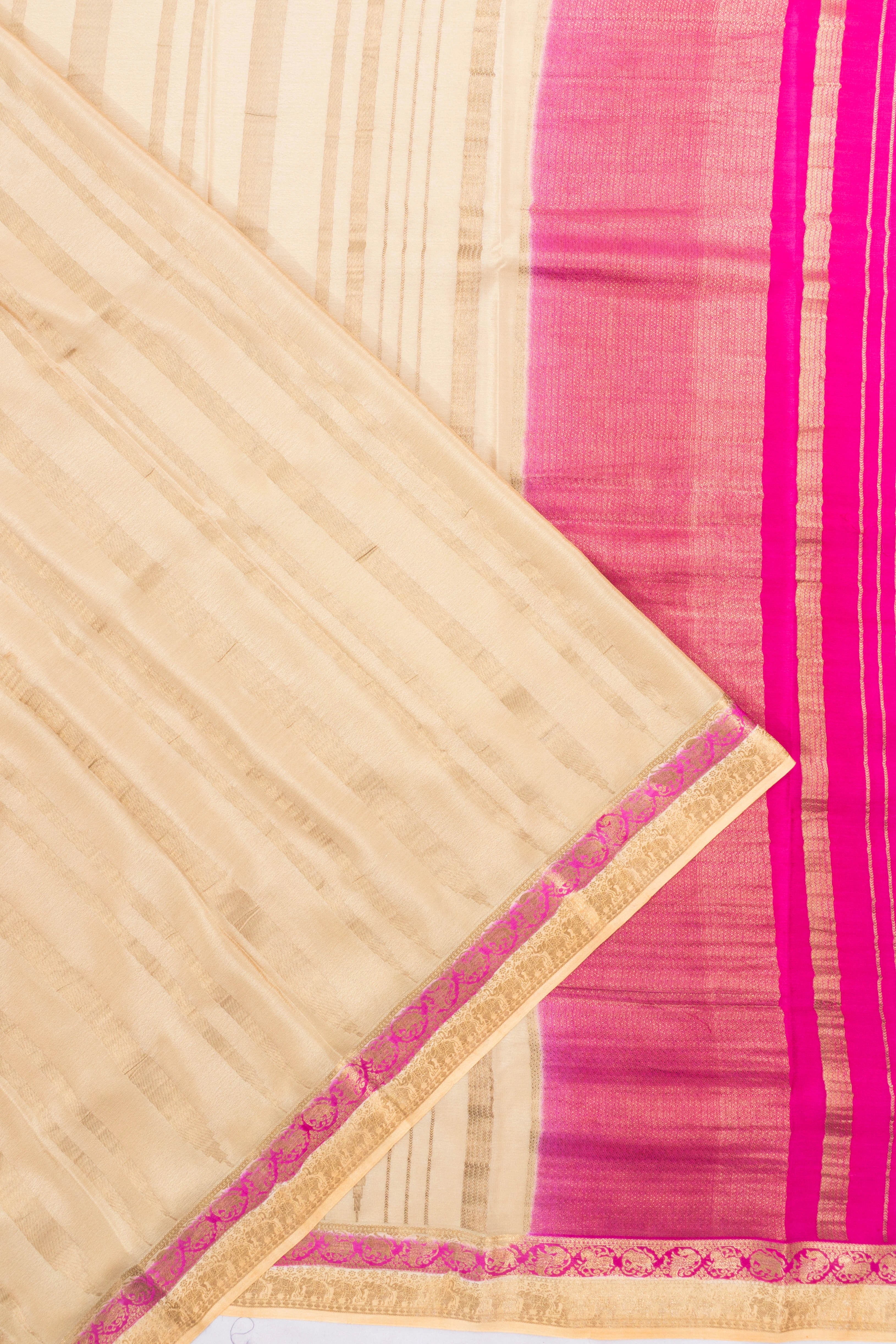 Mysore Silk Brocade Cream Saree