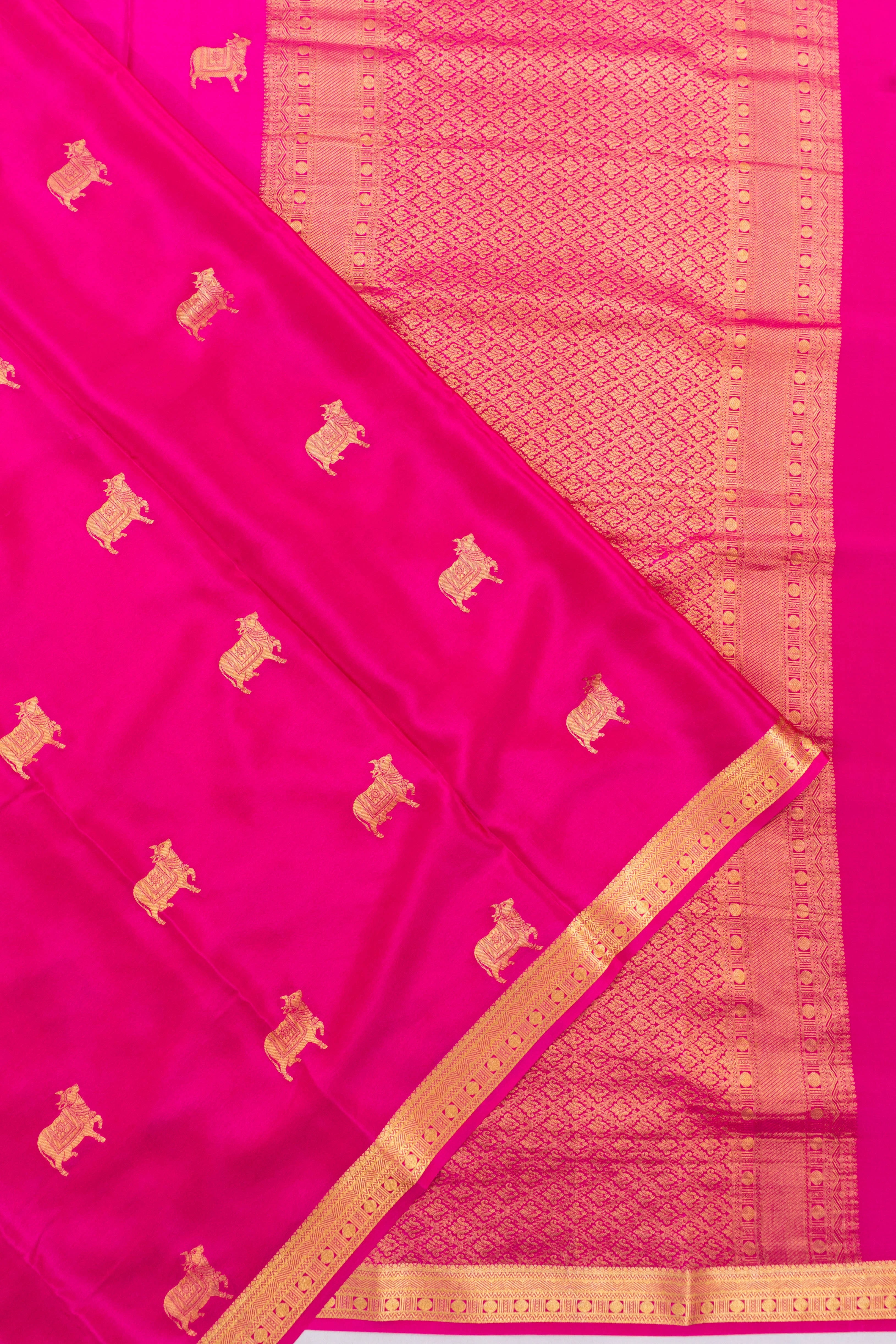 Mysore Silk Pichwai Butta Rani Pink Saree