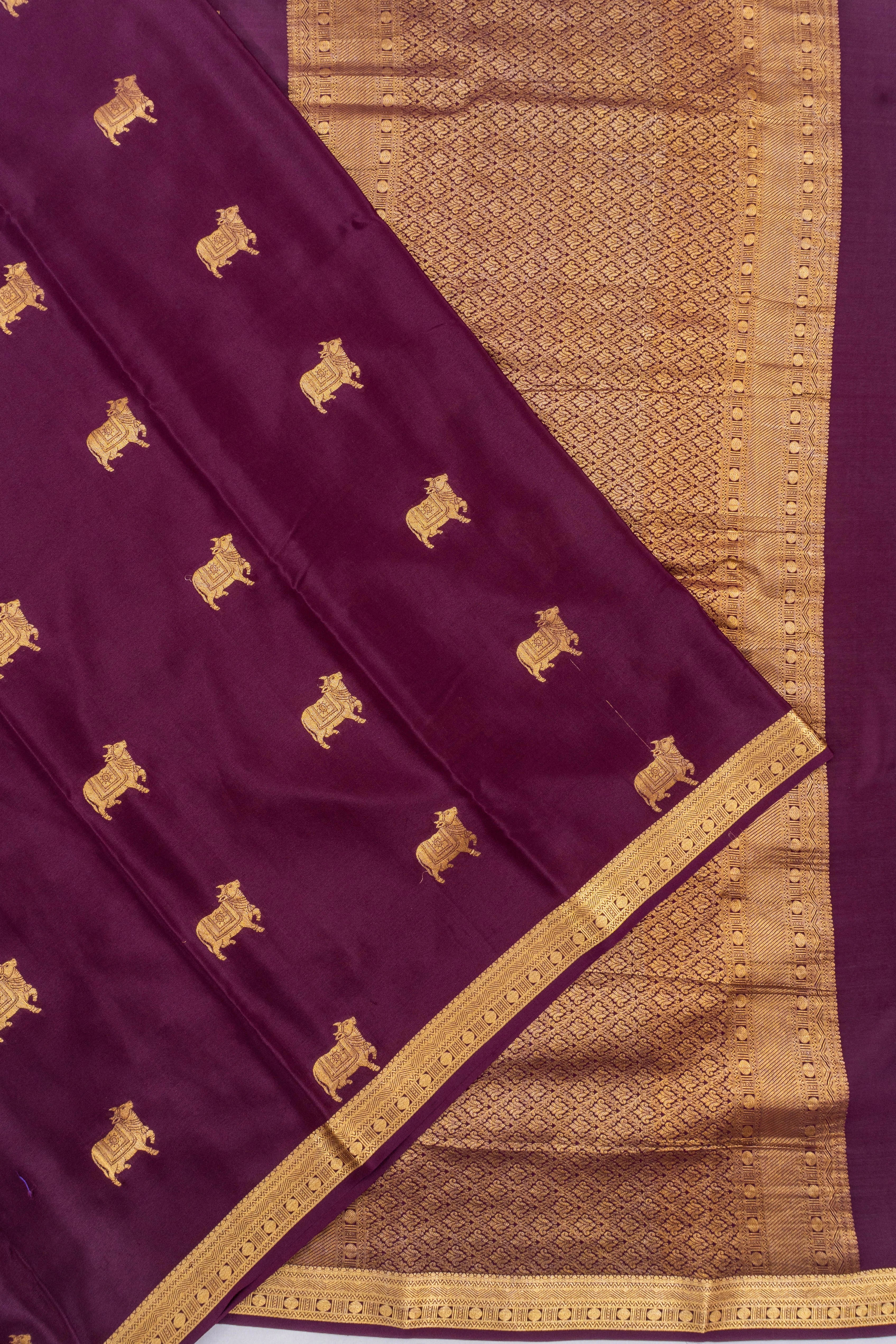 Mysore Silk Pichwai Butta Deep Purple Saree