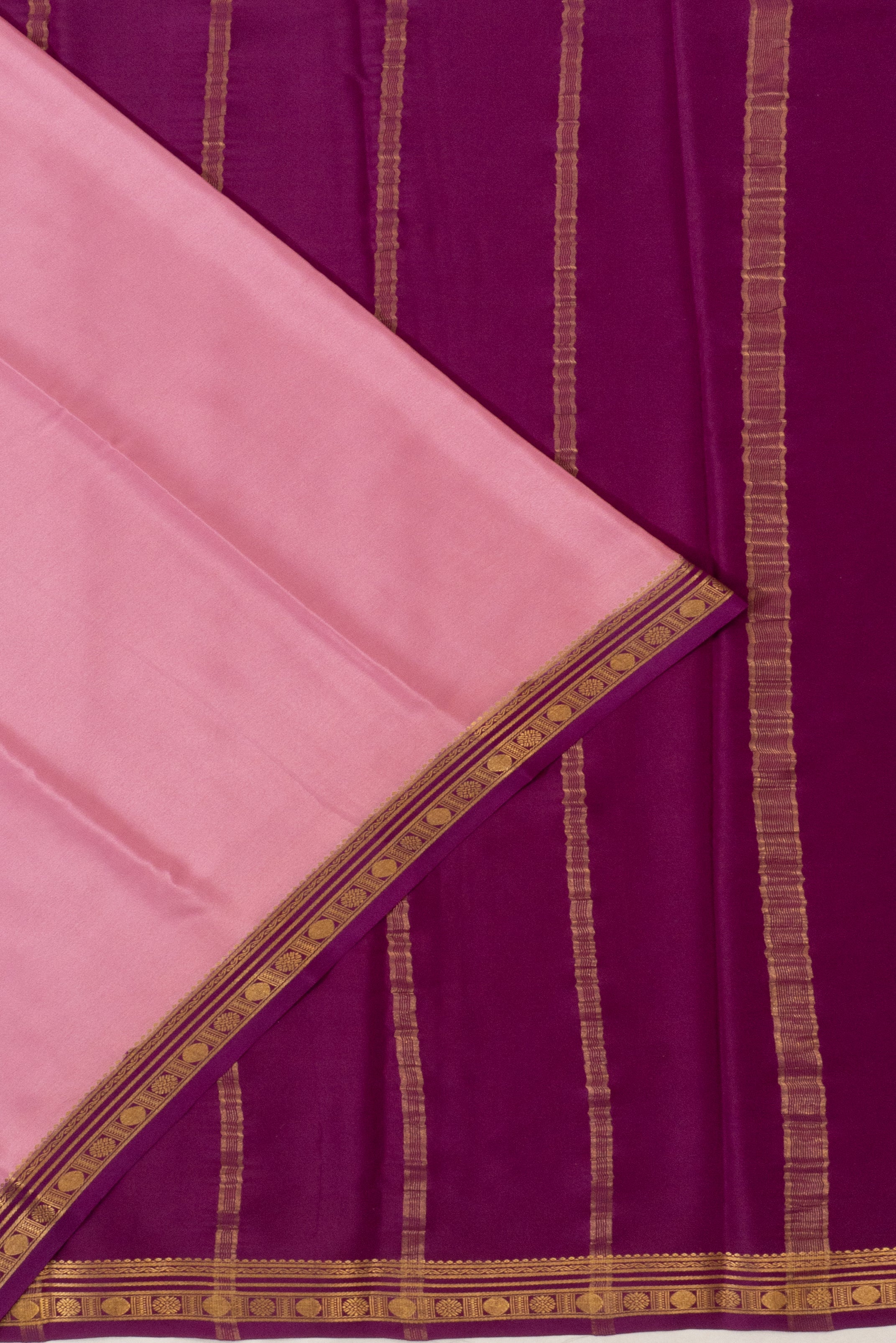 Mysore Silk Plain Baby Pink Saree
