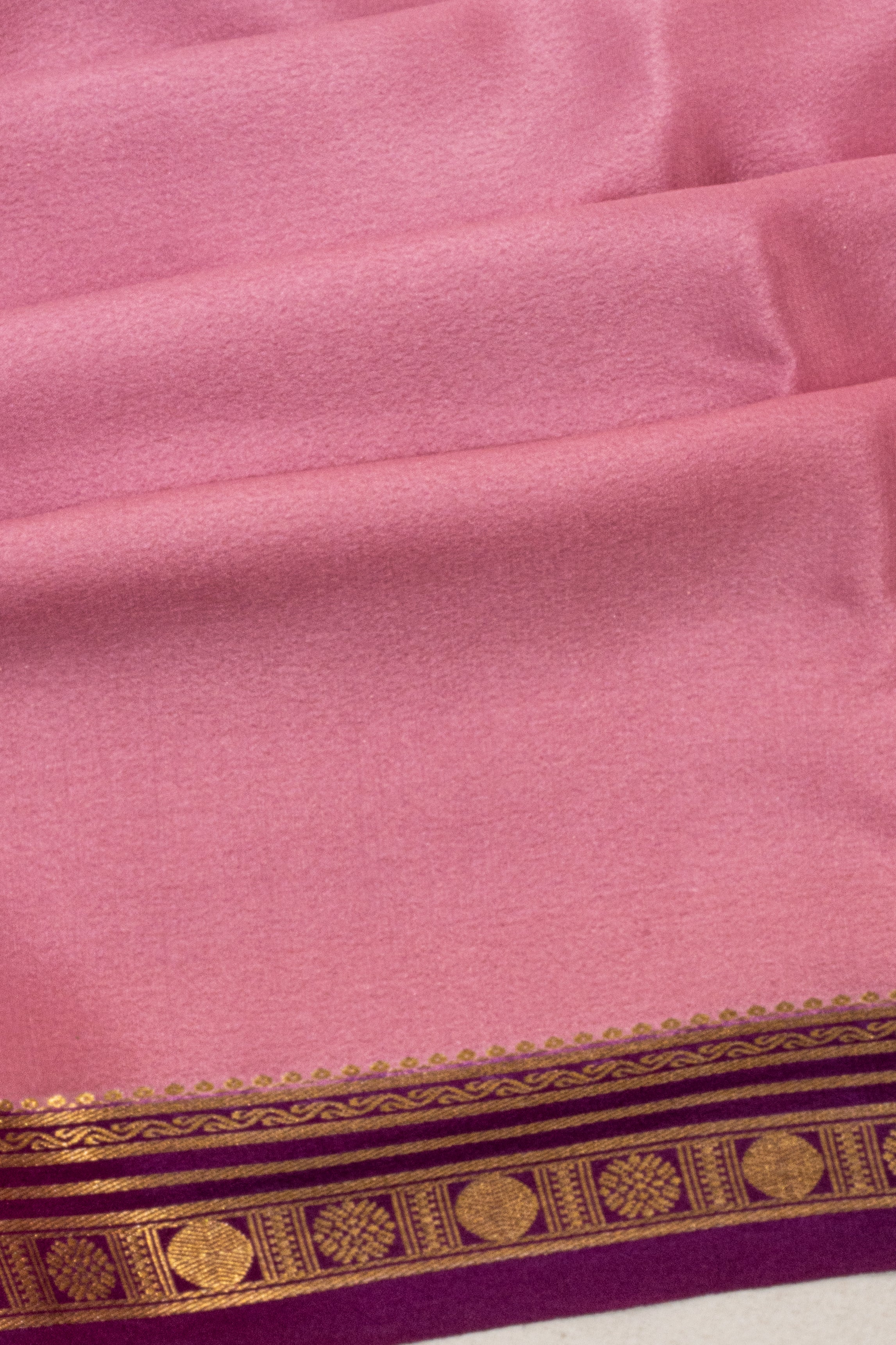 Mysore Silk Plain Baby Pink Saree