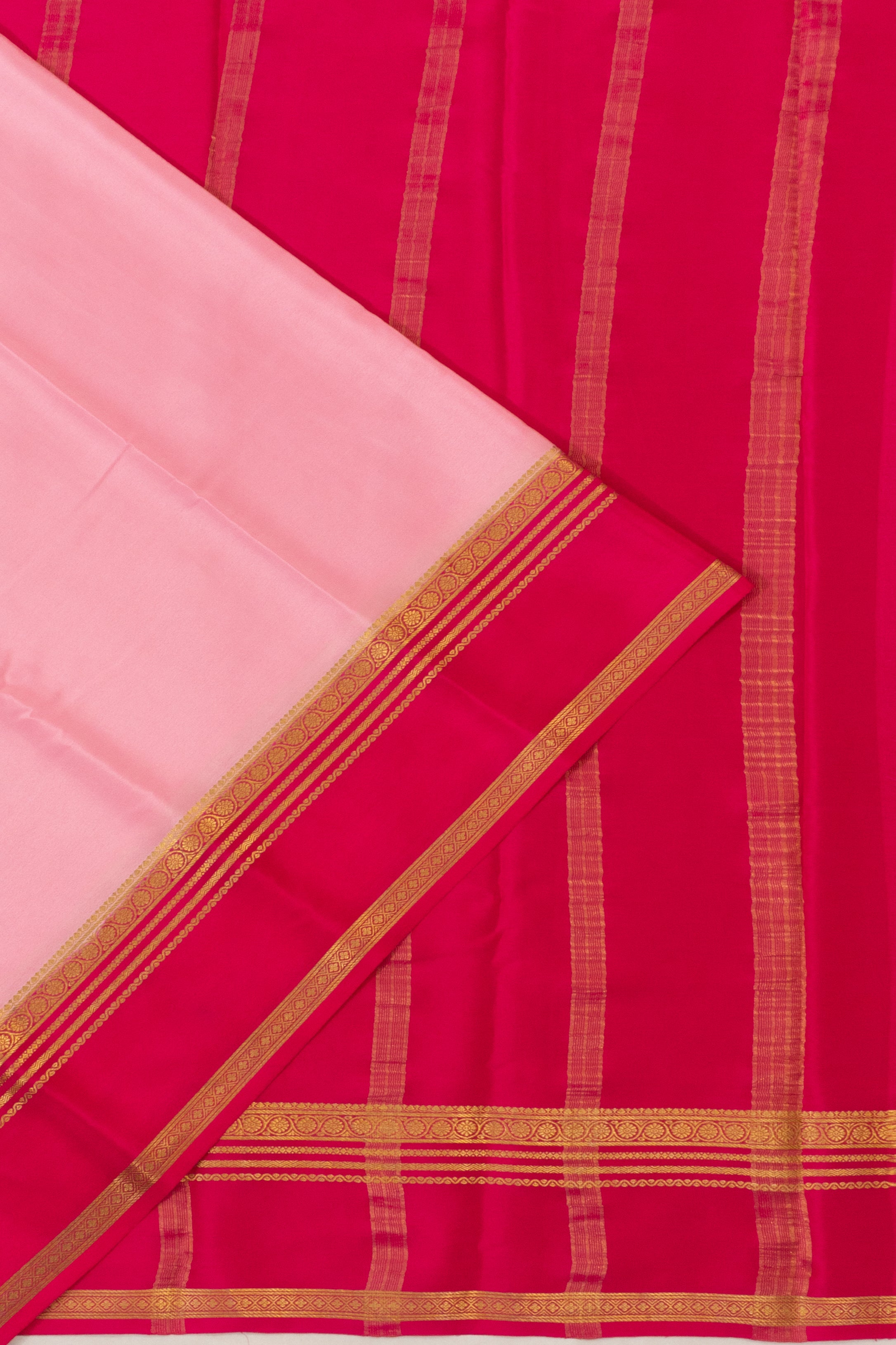 Mysore Silk Plain Baby Pink Saree