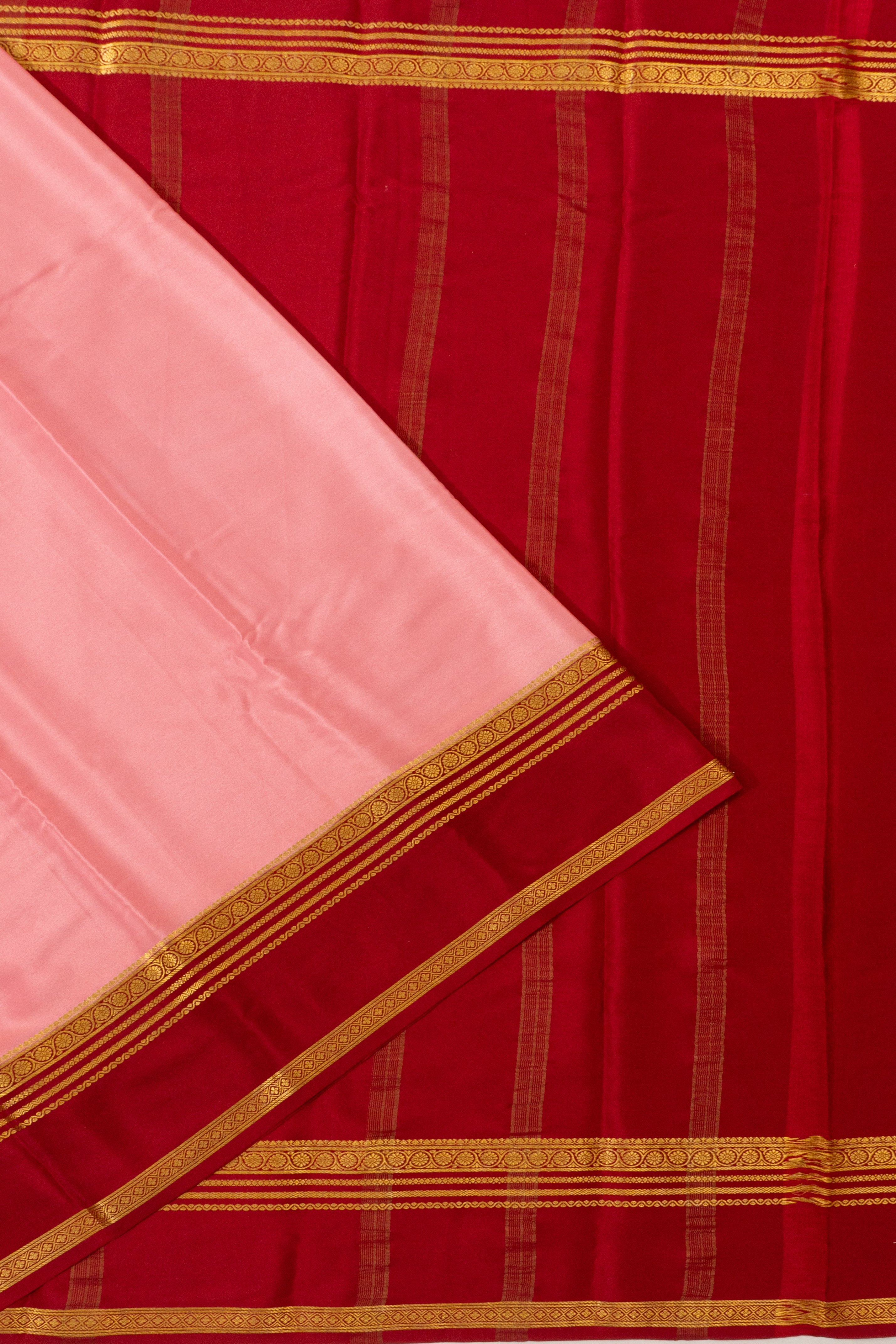 Mysore Silk Plain Baby Pink Saree