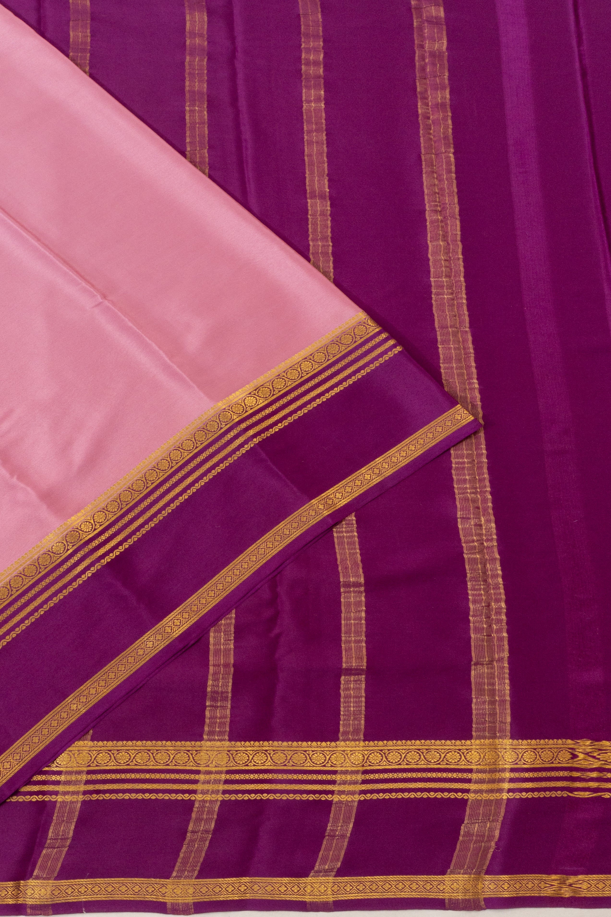 Mysore Silk Plain Baby Pink Saree