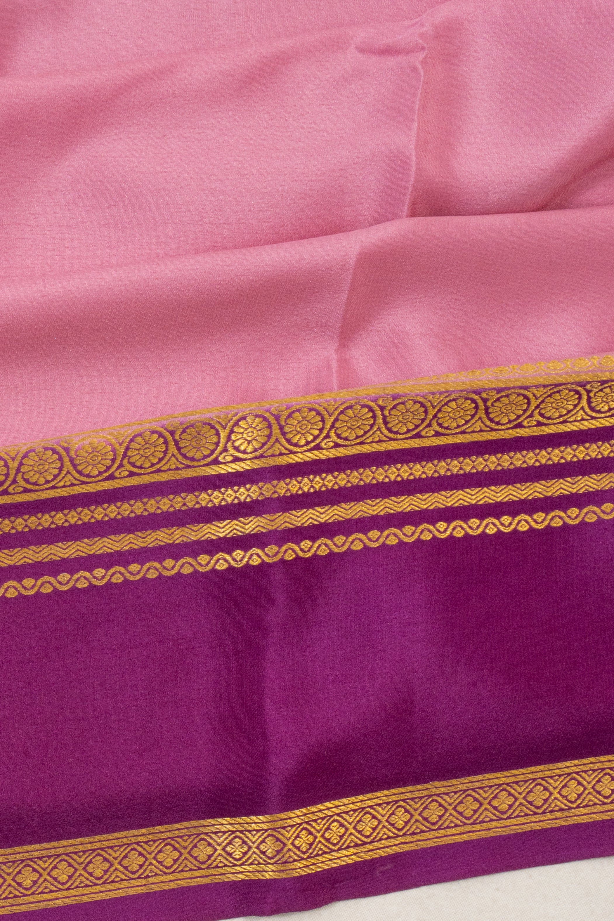 Mysore Silk Plain Baby Pink Saree