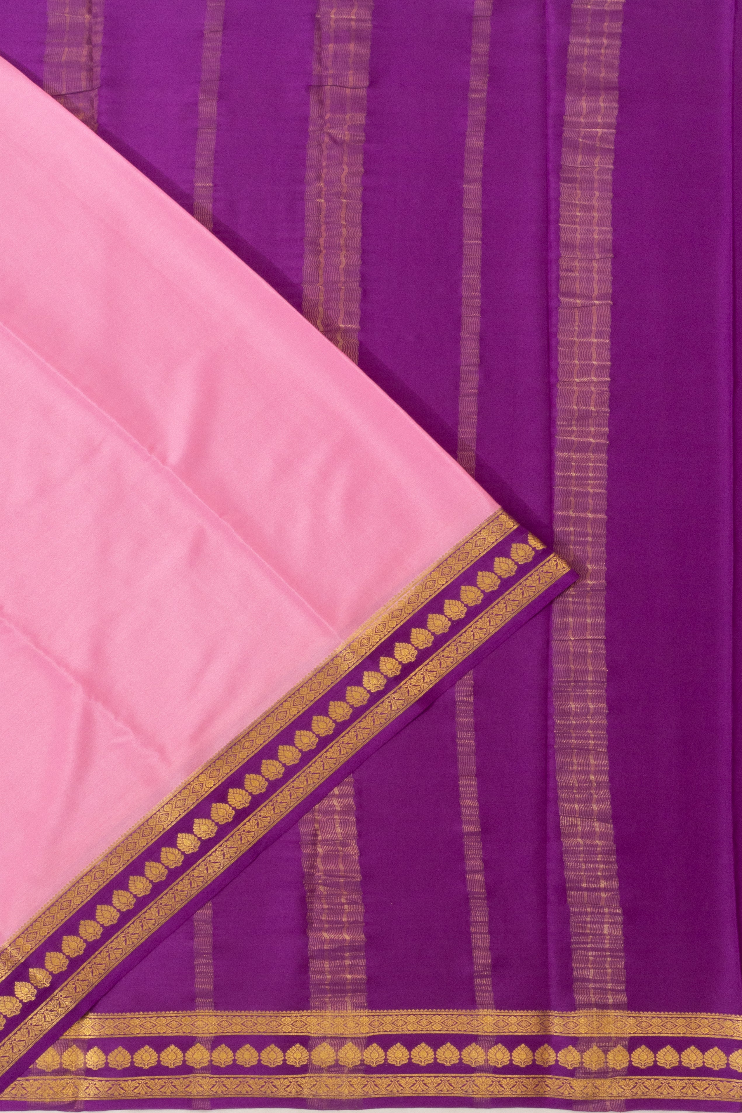 Mysore Silk Plain Baby Pink Saree