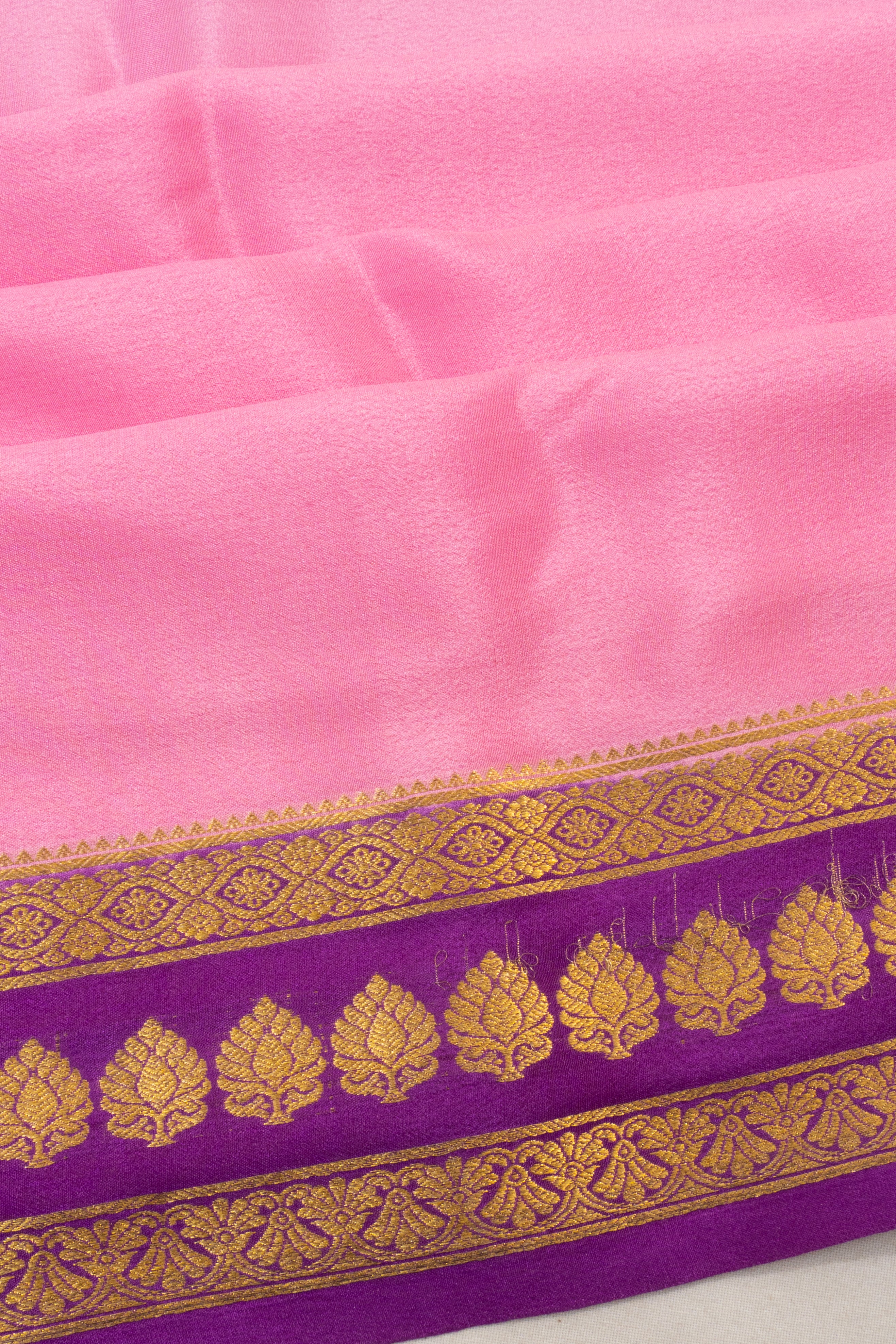 Mysore Silk Plain Baby Pink Saree