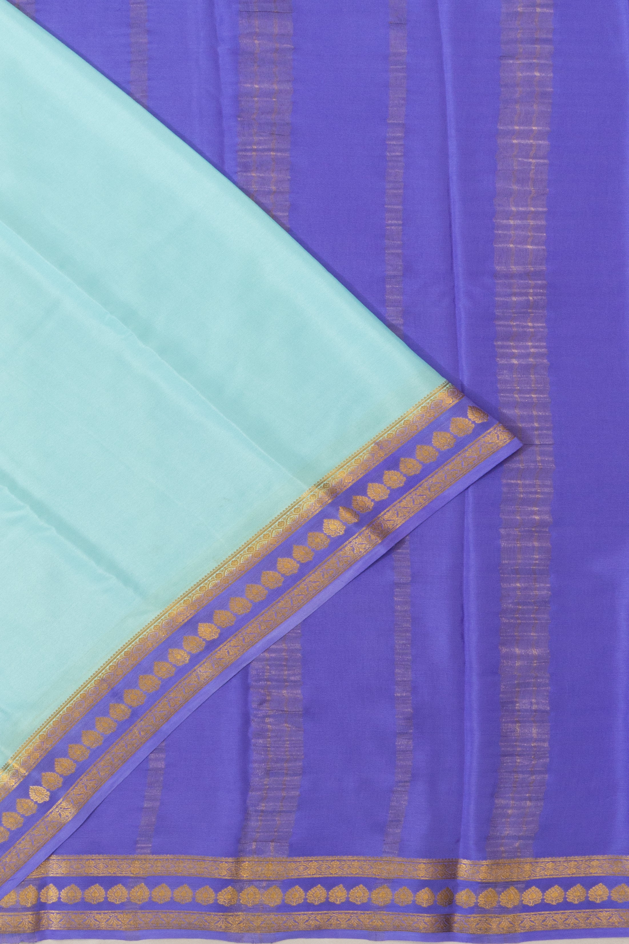 Mysore Silk Plain Sea Blue Saree