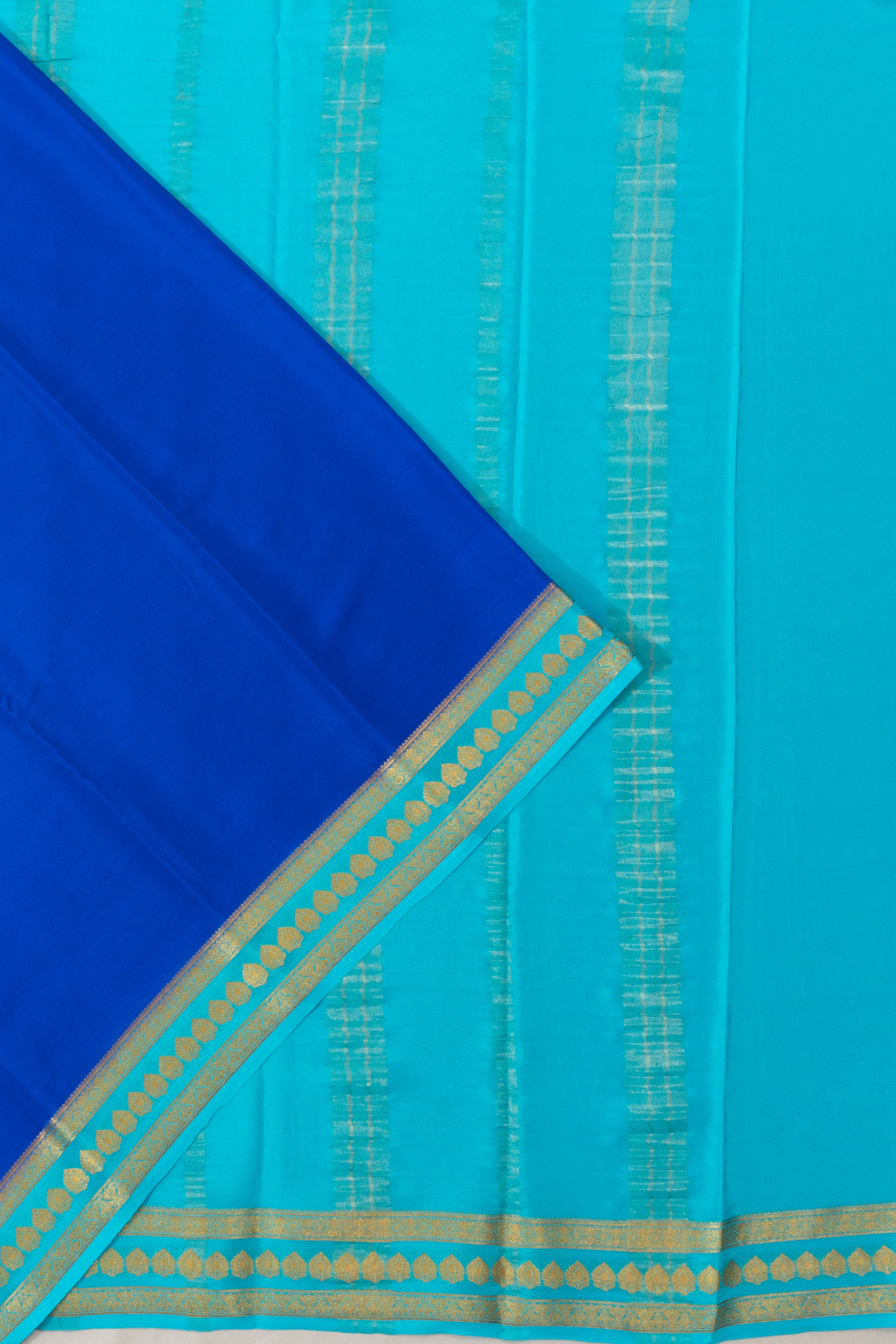 Mysore Silk Plain Royal Blue Saree