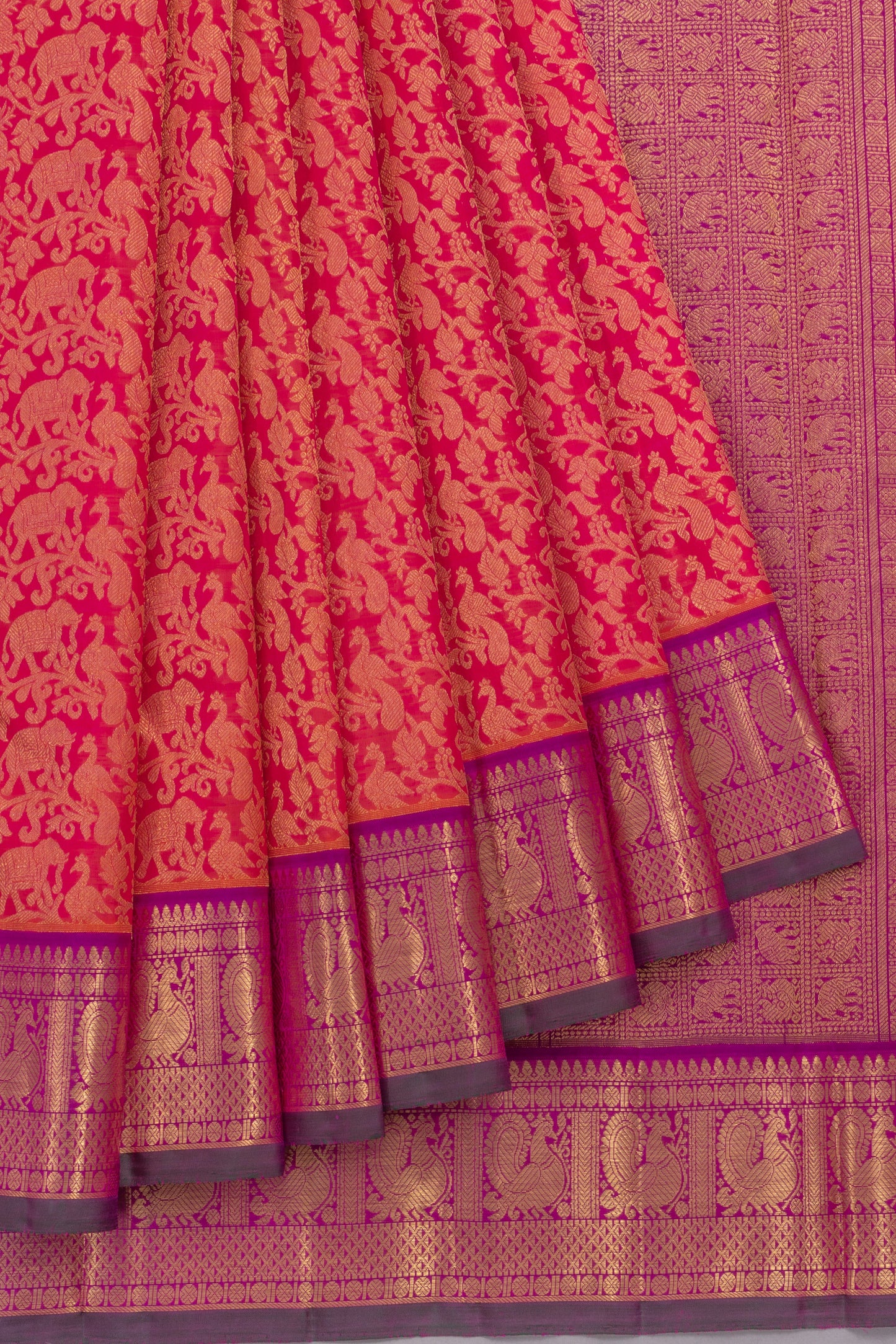 Kanchipuram Silk Brocade Pink Saree
