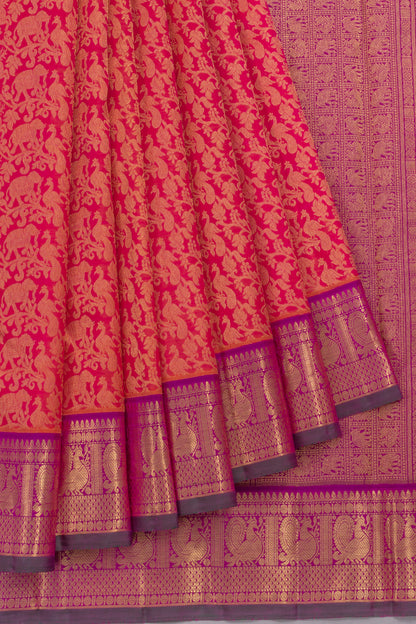 Kanchipuram Silk Brocade Pink Saree