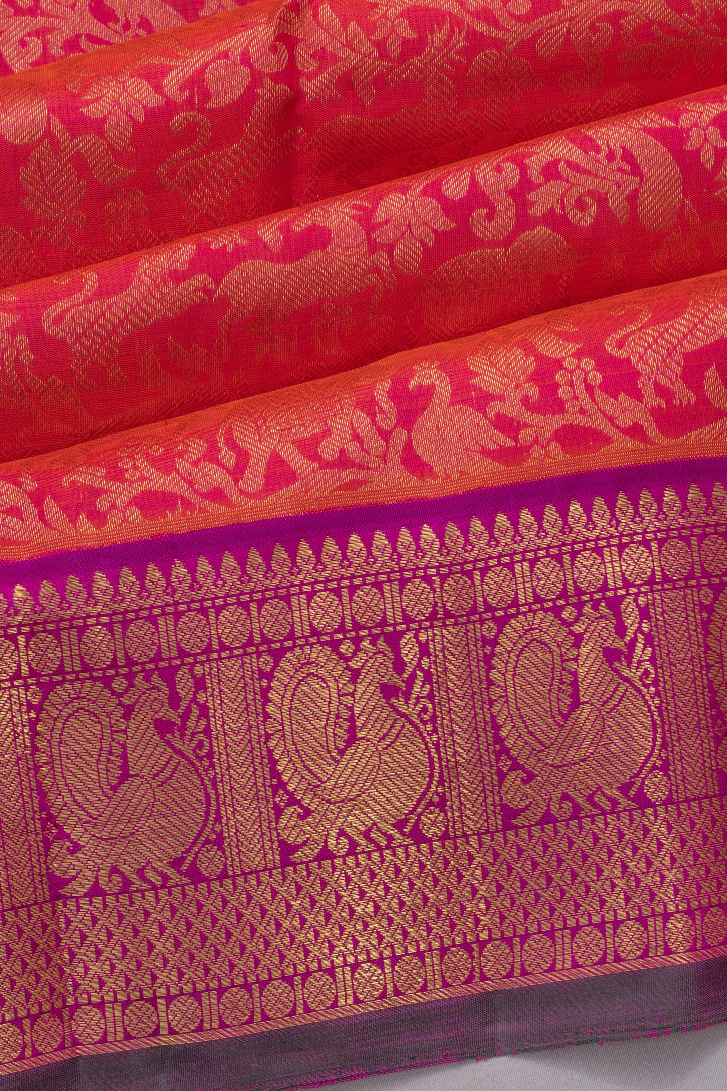 Kanchipuram Silk Brocade Pink Saree