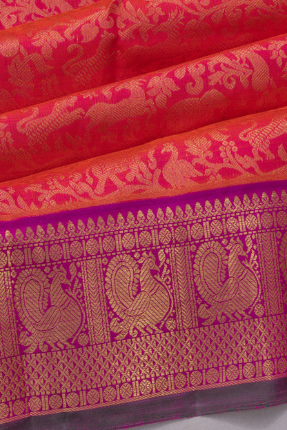 Kanchipuram Silk Brocade Pink Saree