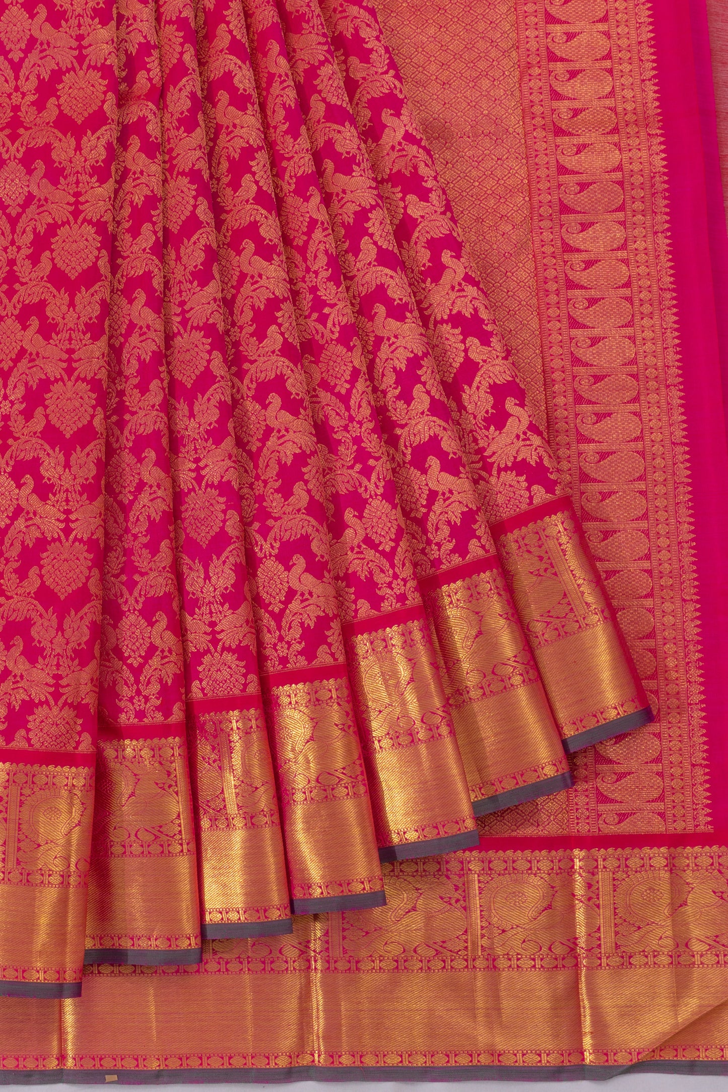 Kanchipuram Silk Brocade Pink Saree