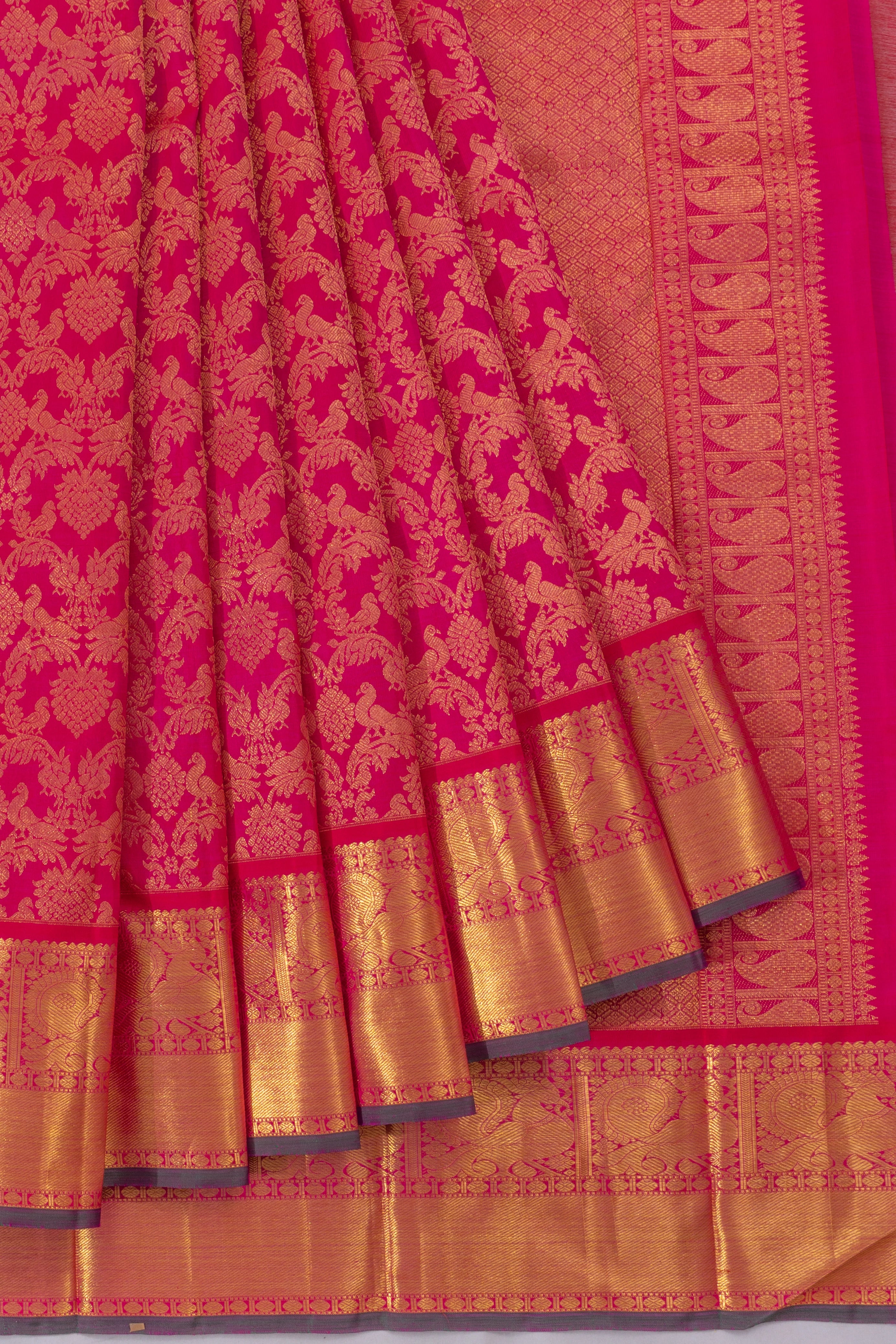 Kanchipuram Silk Brocade Pink Saree