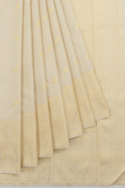 Kanchipuram Silk Butta Cream Saree