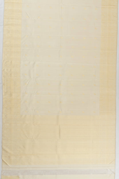 Kanchipuram Silk Butta Cream Saree