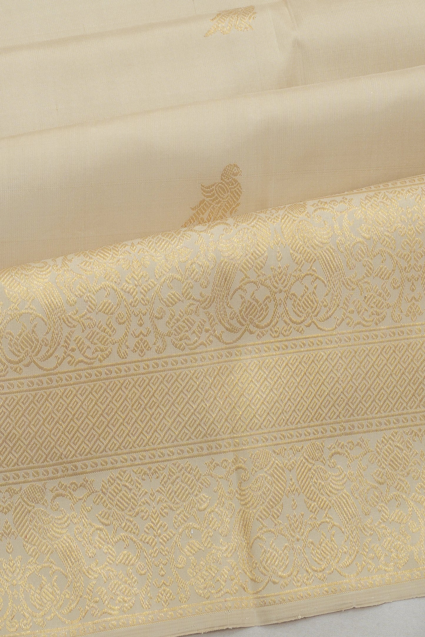 Kanchipuram Silk Butta Cream Saree