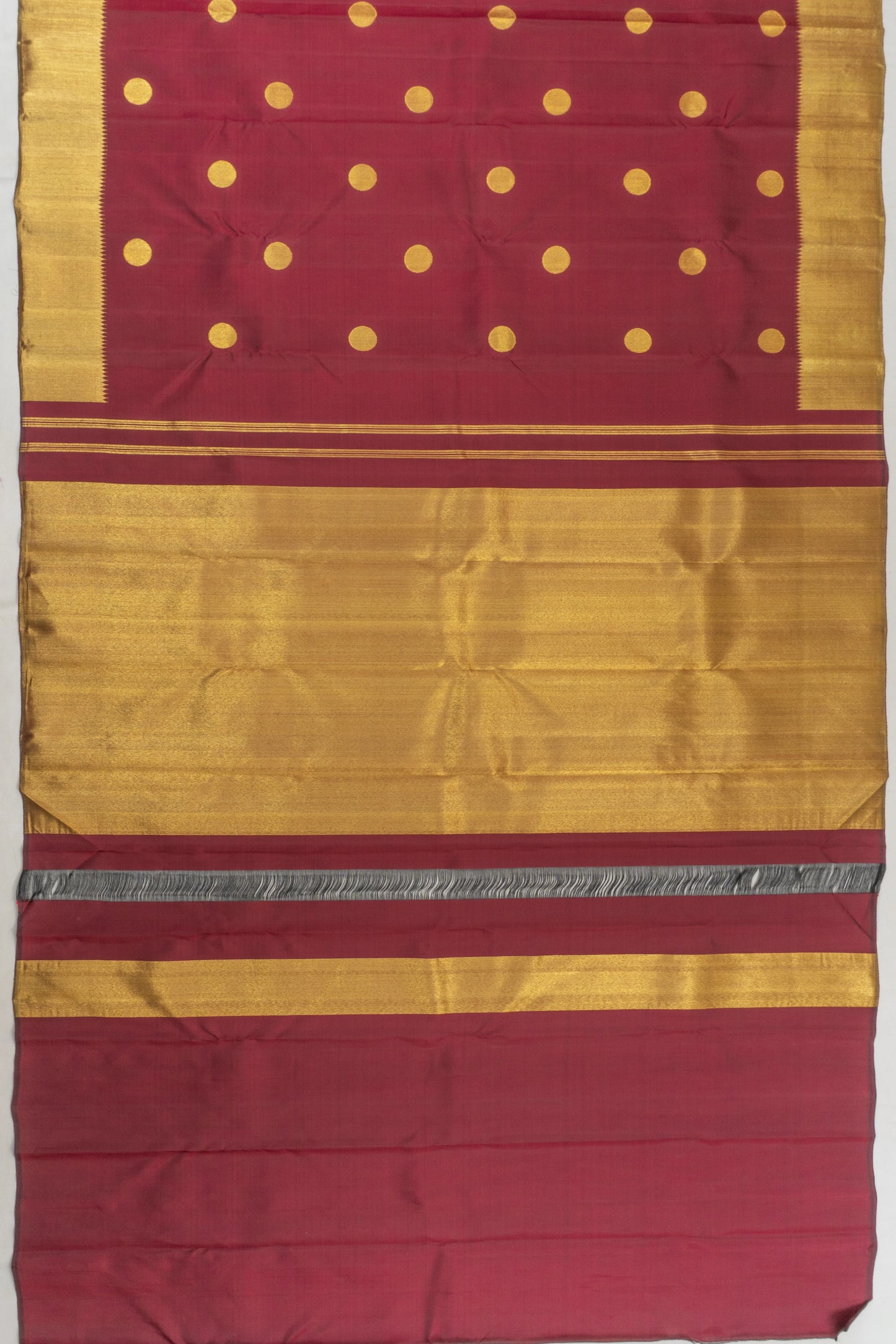Kanchipuram Silk Polka Butta Maroon Saree